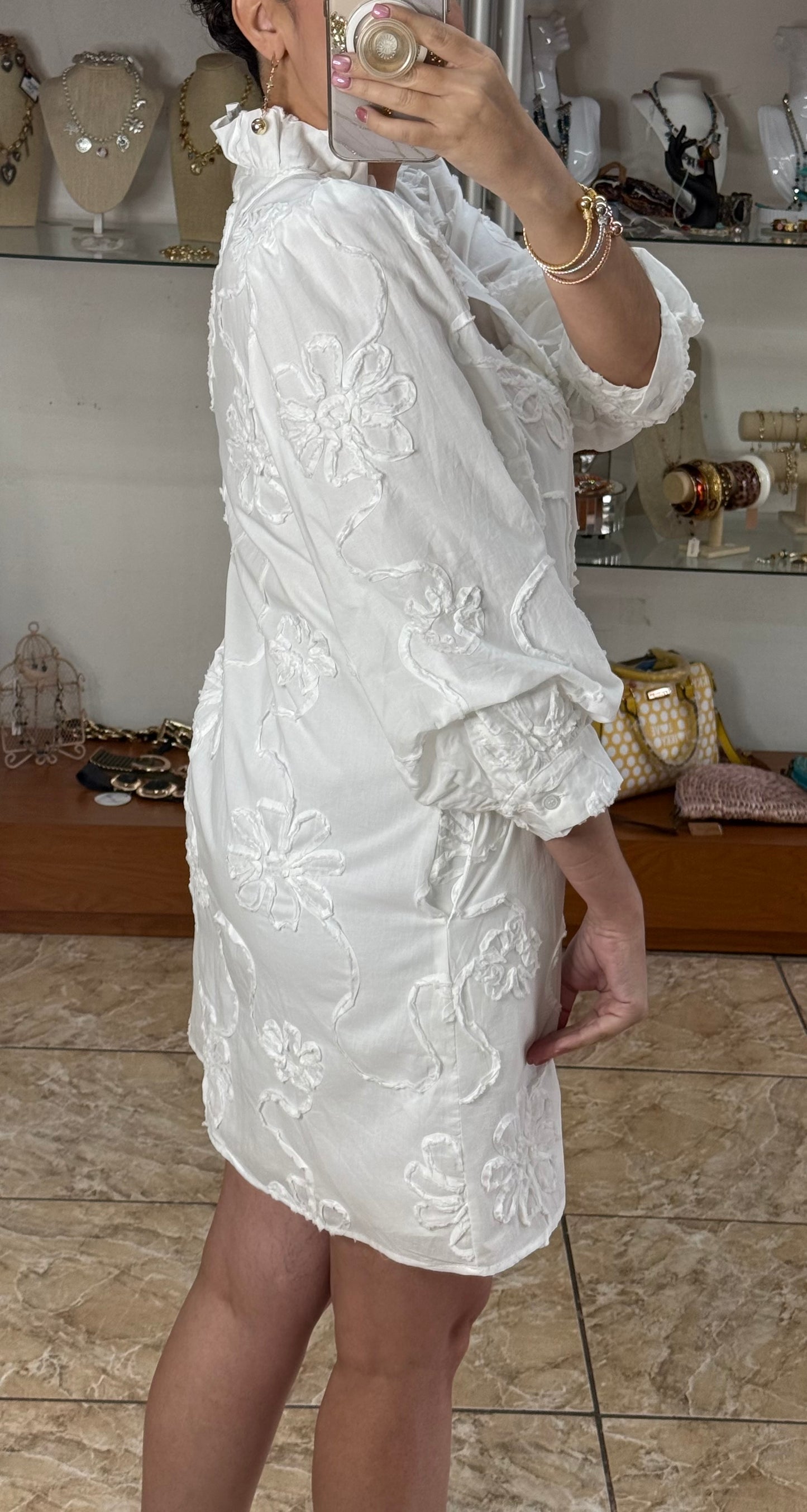 White Button Down Mini Dress (FINAL SALE)