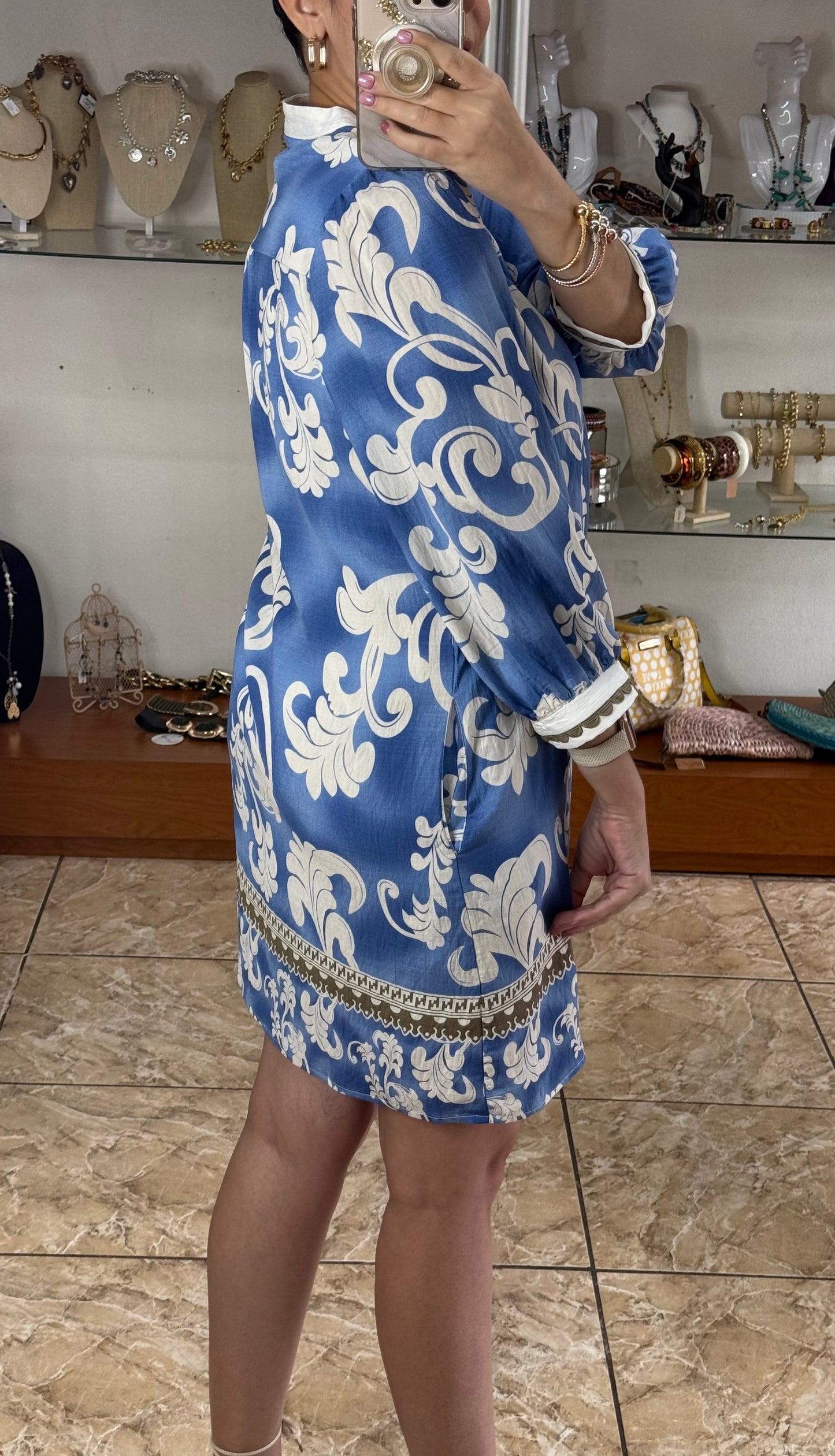 Blue/Ivory Short Dress