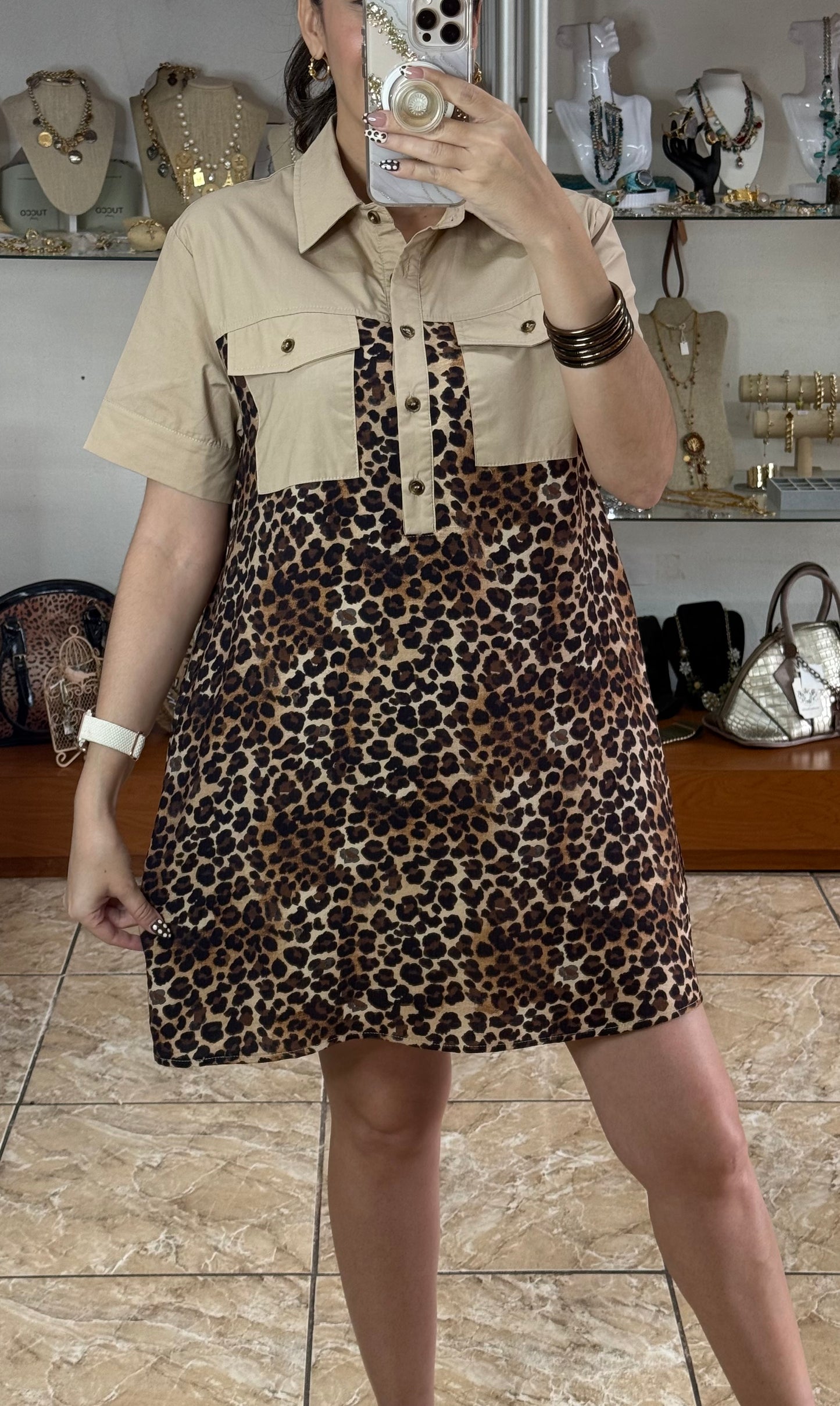 Leopard/Camel Mini Dress