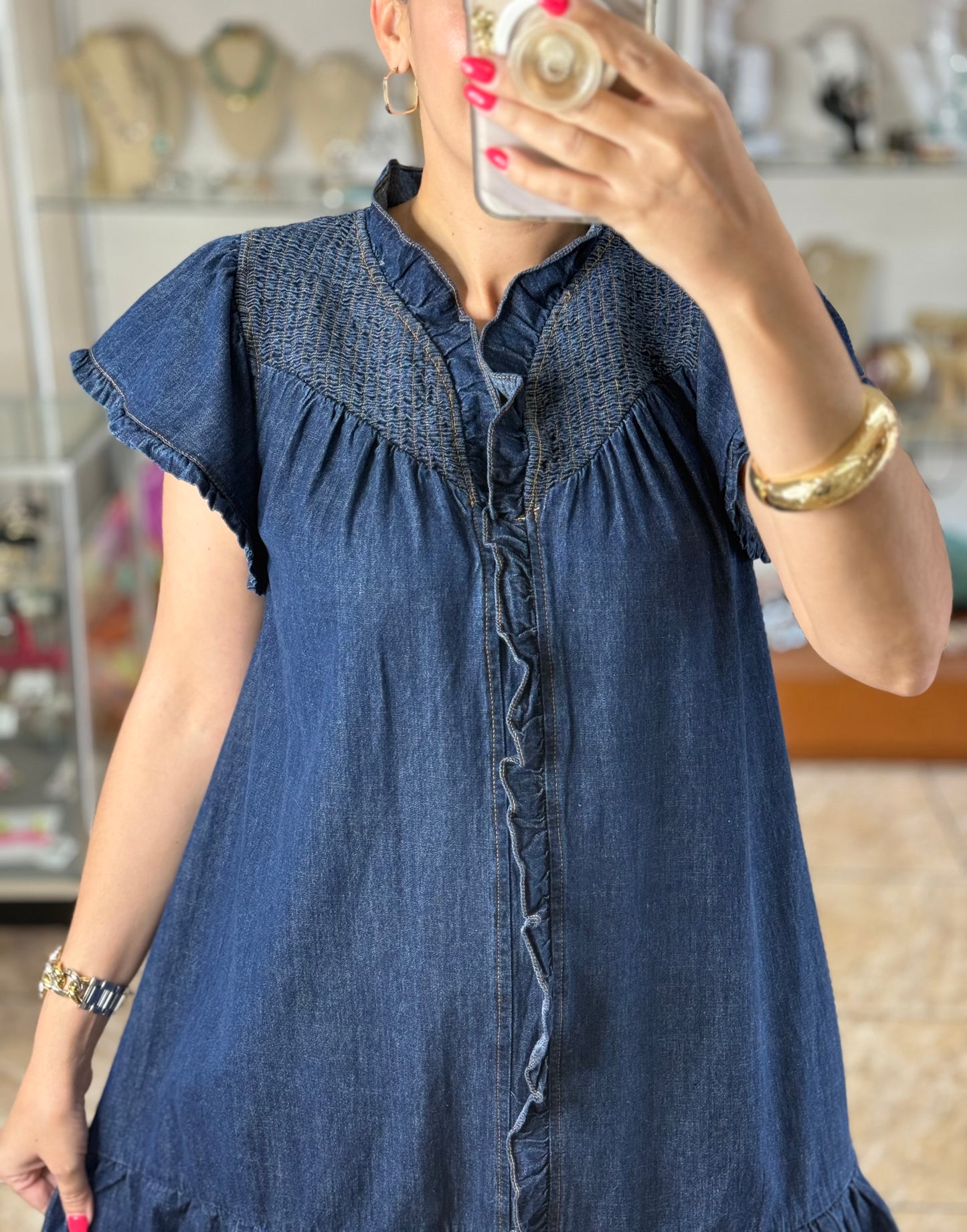 Washed Dark Denim Dress