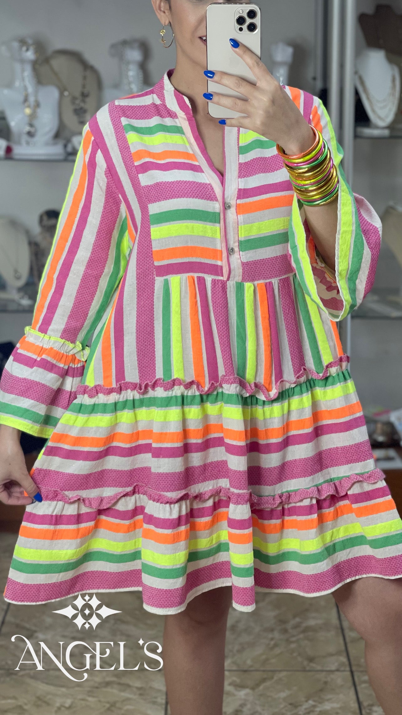 Neon Stripes Doll Dress