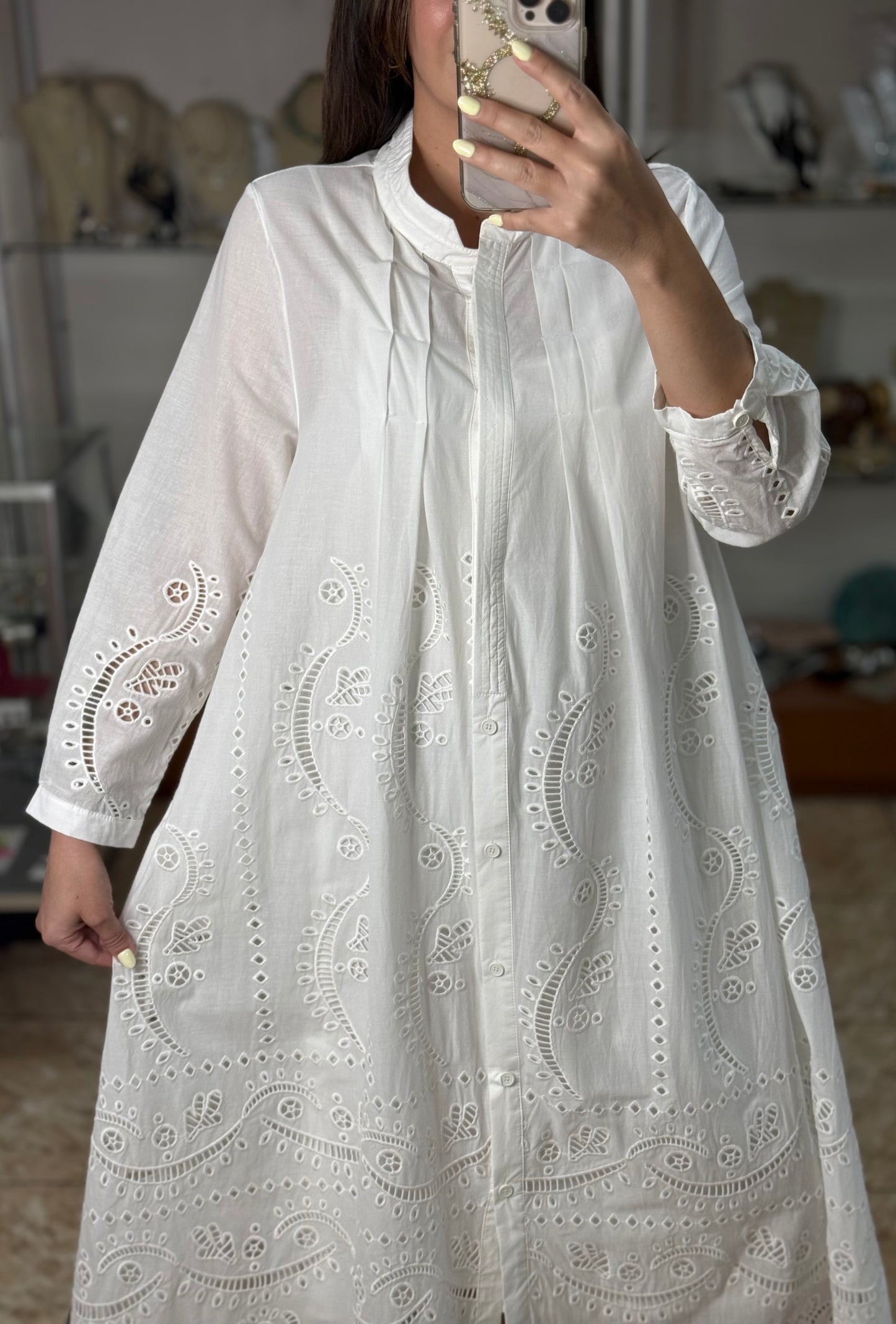 Long Sleeves Embroidered OS Maxi Dress (NO RETURNS OR EXCHANGE)