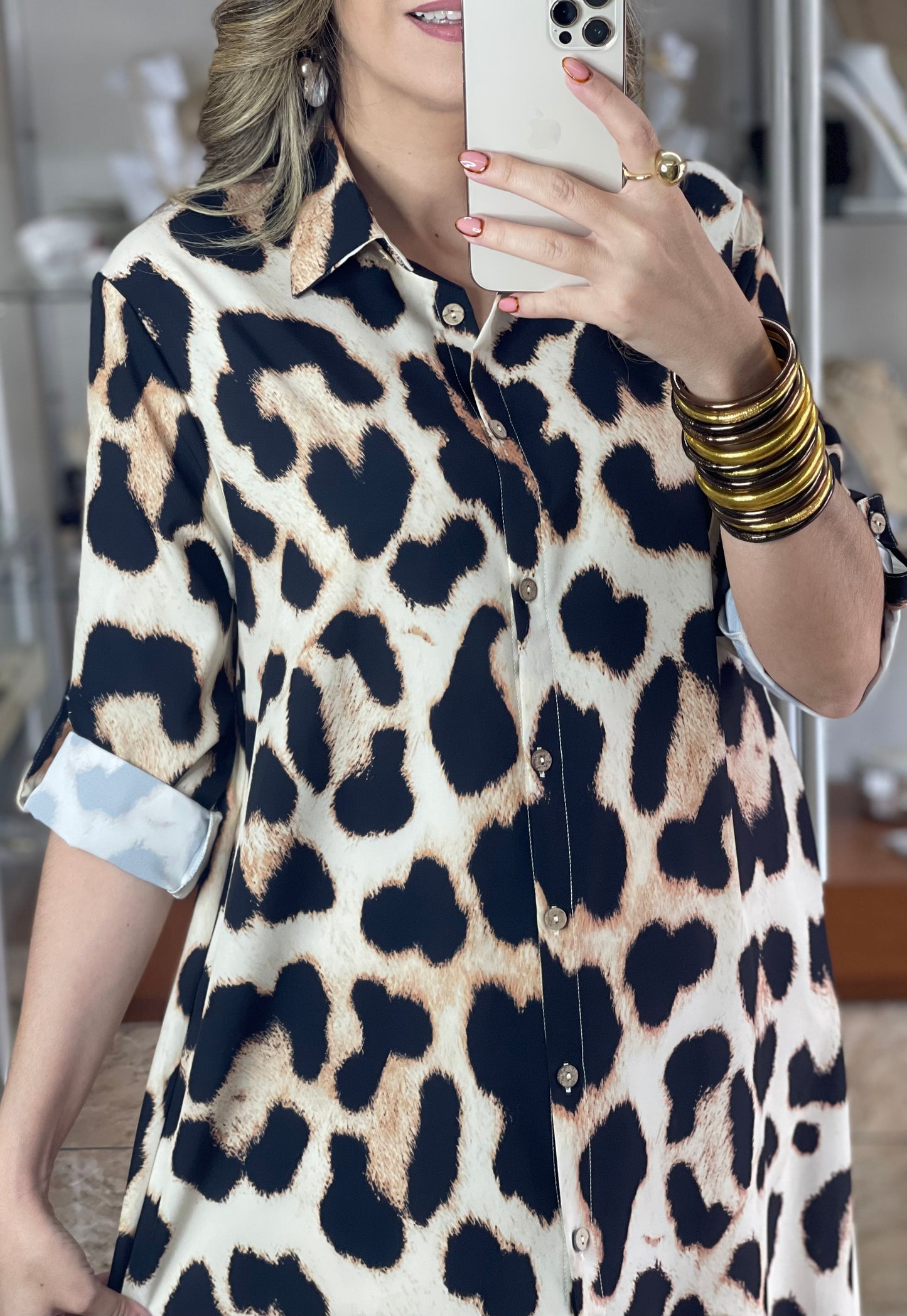 Button Down Leopard Maxi Dress