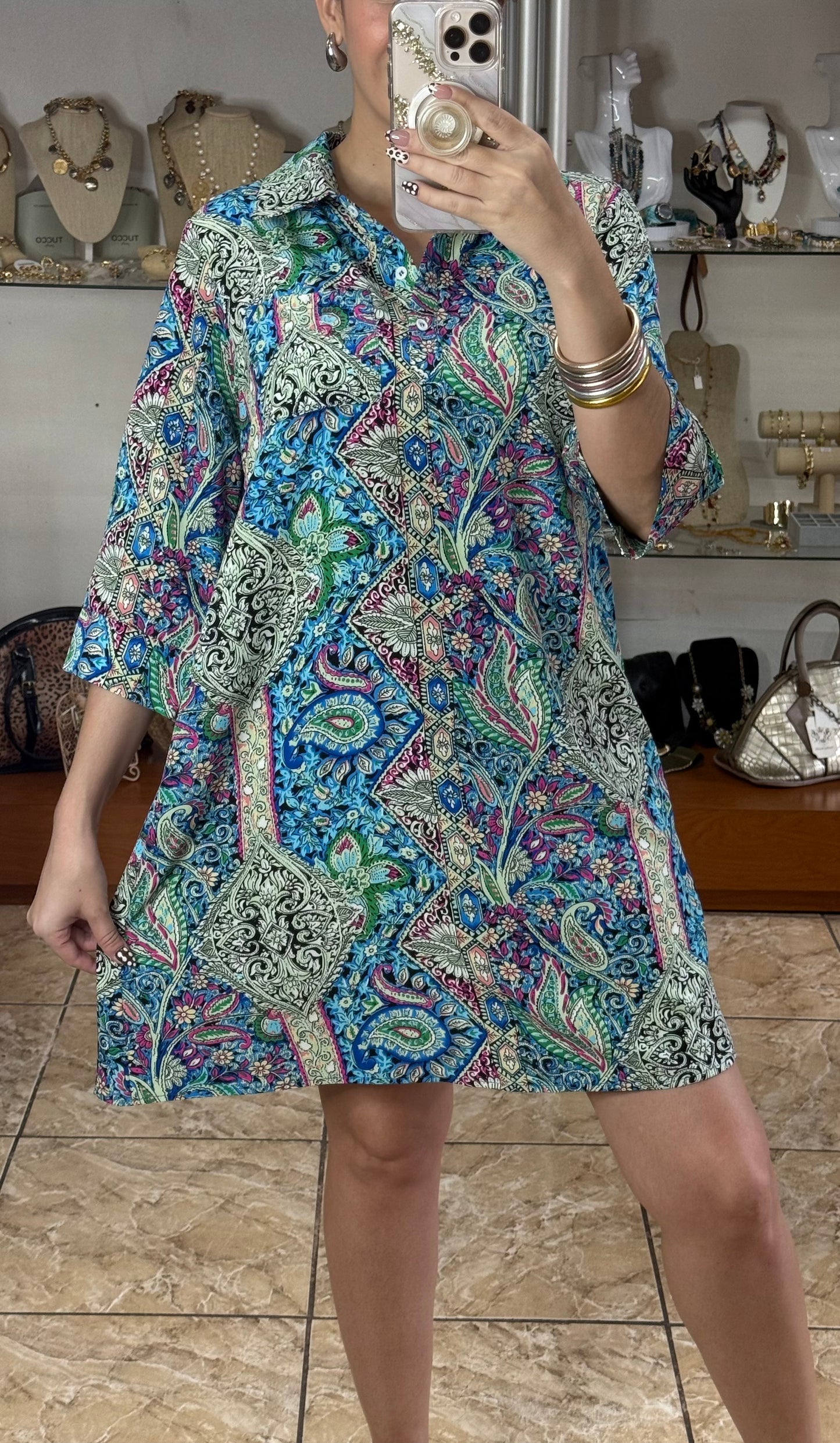 Blue Mix Paisley Dress