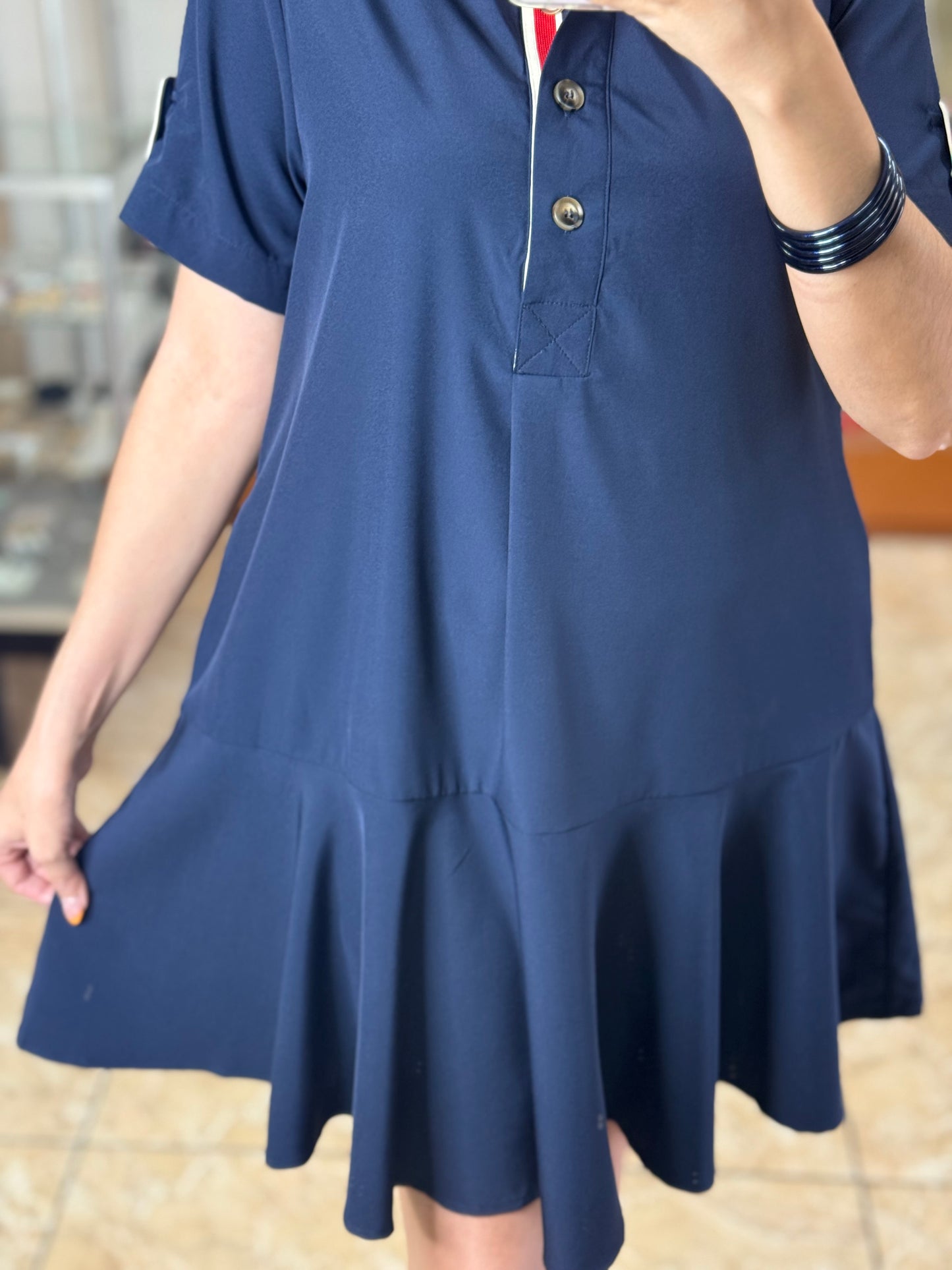 Navy Blue/Red Details Dress