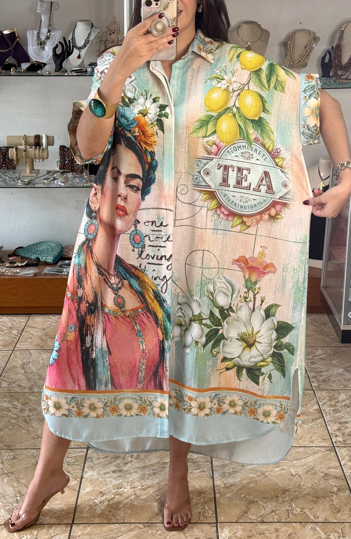 OS Frida, Lemons & Tea Dress (NO RETURNS OR EXCHANGE)