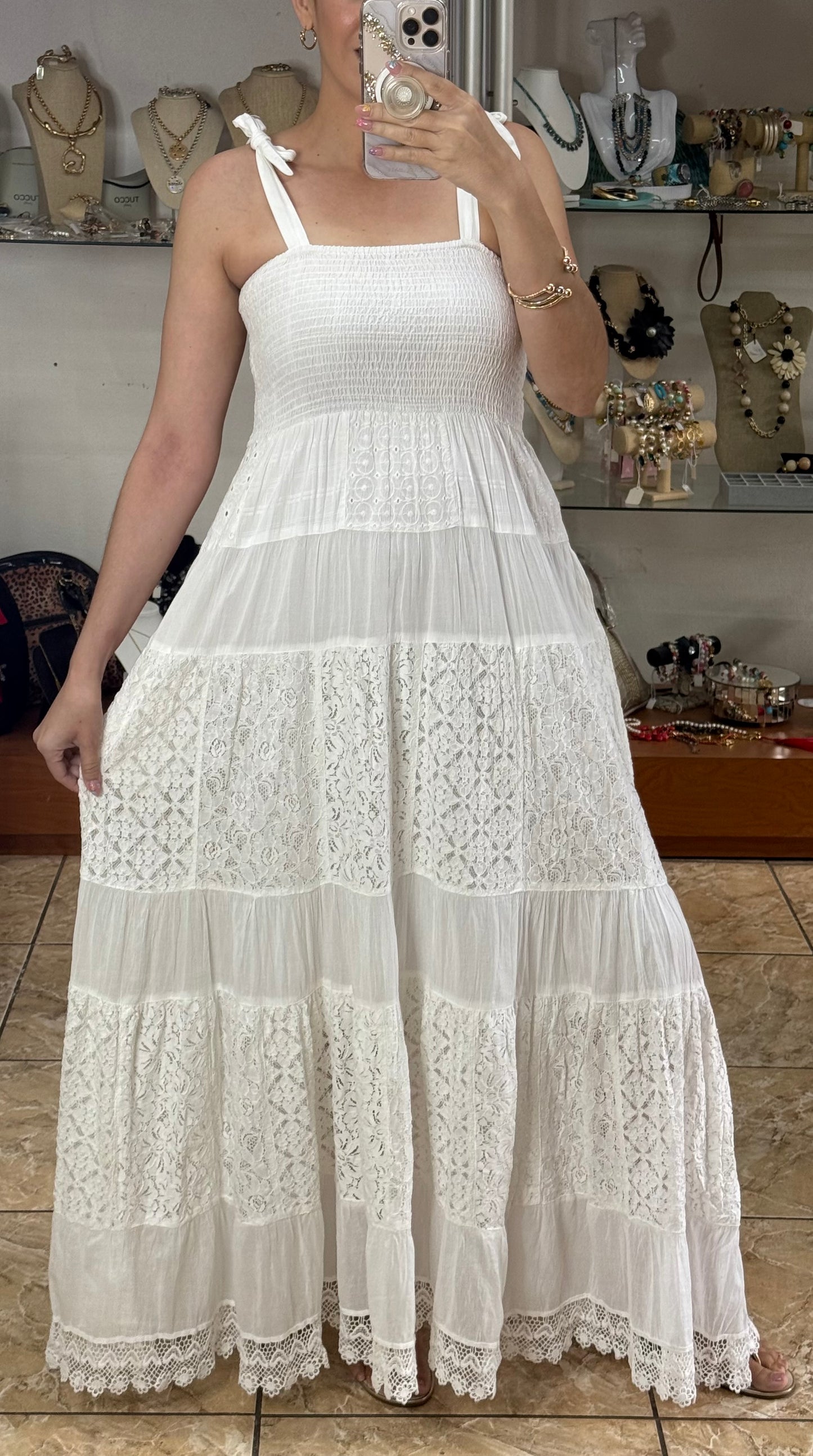 White Maxi Boho Dress (FINAL SALE)
