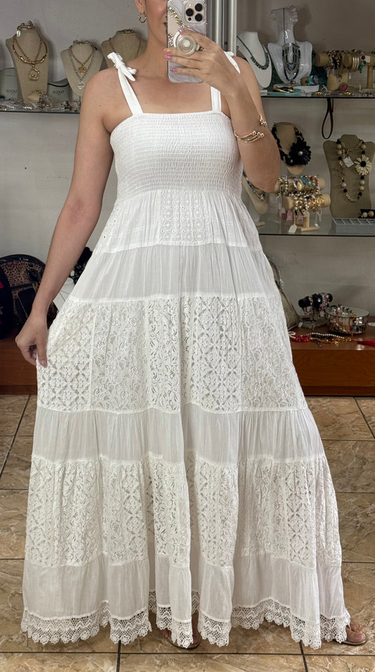 White Maxi Boho Dress (FINAL SALE)