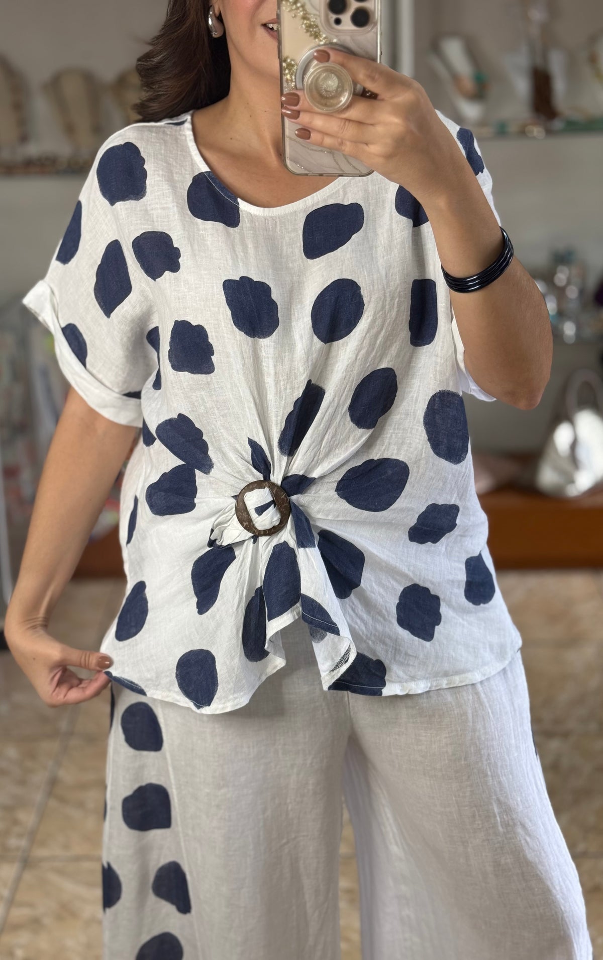 OS Polkadots Linen Set (NO RETURNS OR EXCHANGE)