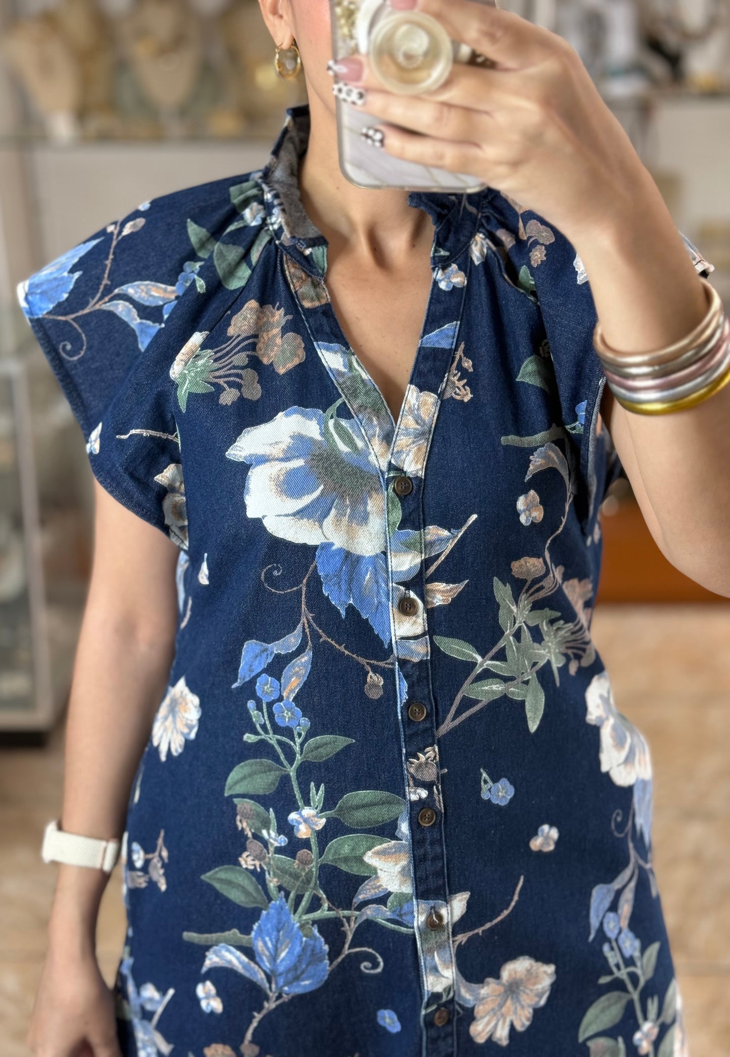 Floral Denim Dress
