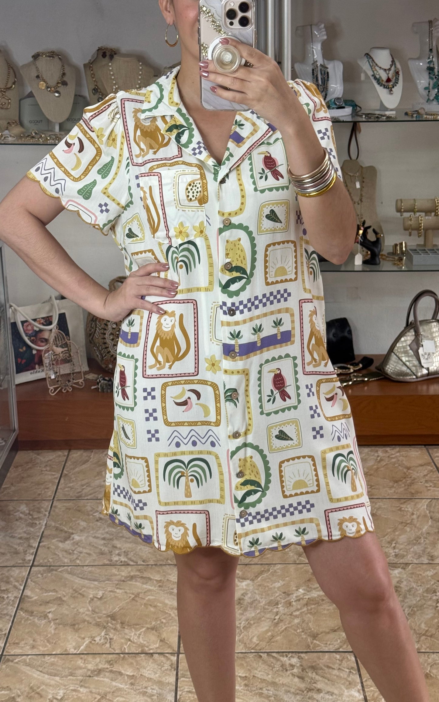 Tropical Button Down Dress