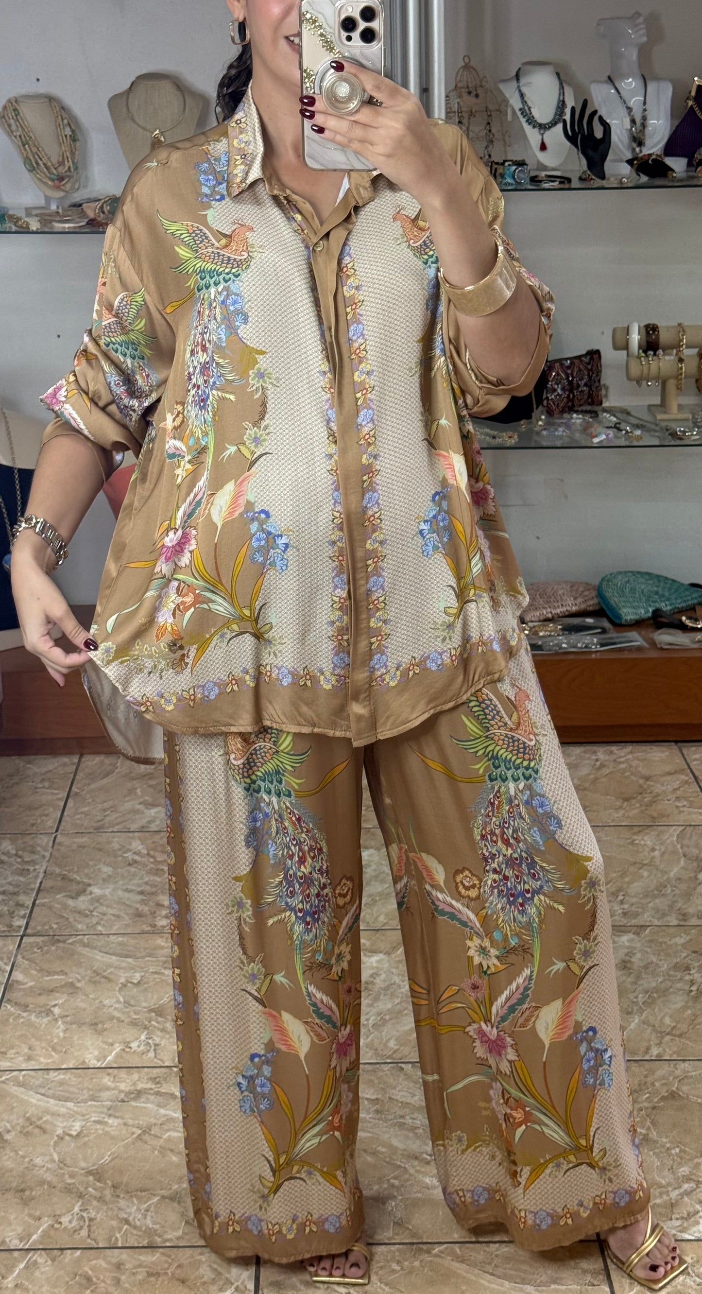 Birds & Flowers OS Satin Set (NO RETURNS OR EXCHANGE)
