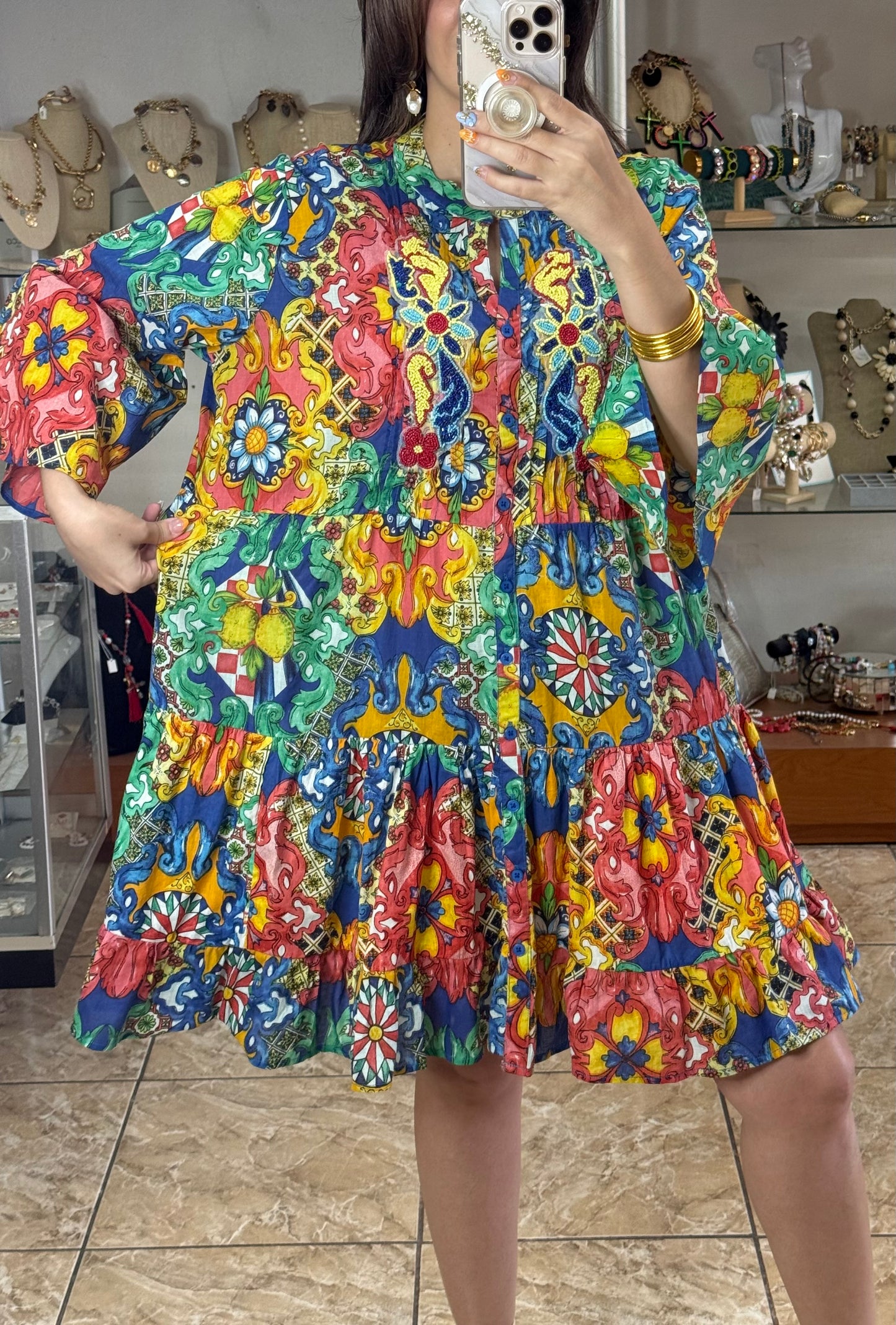 Beaded OS Boho Dress