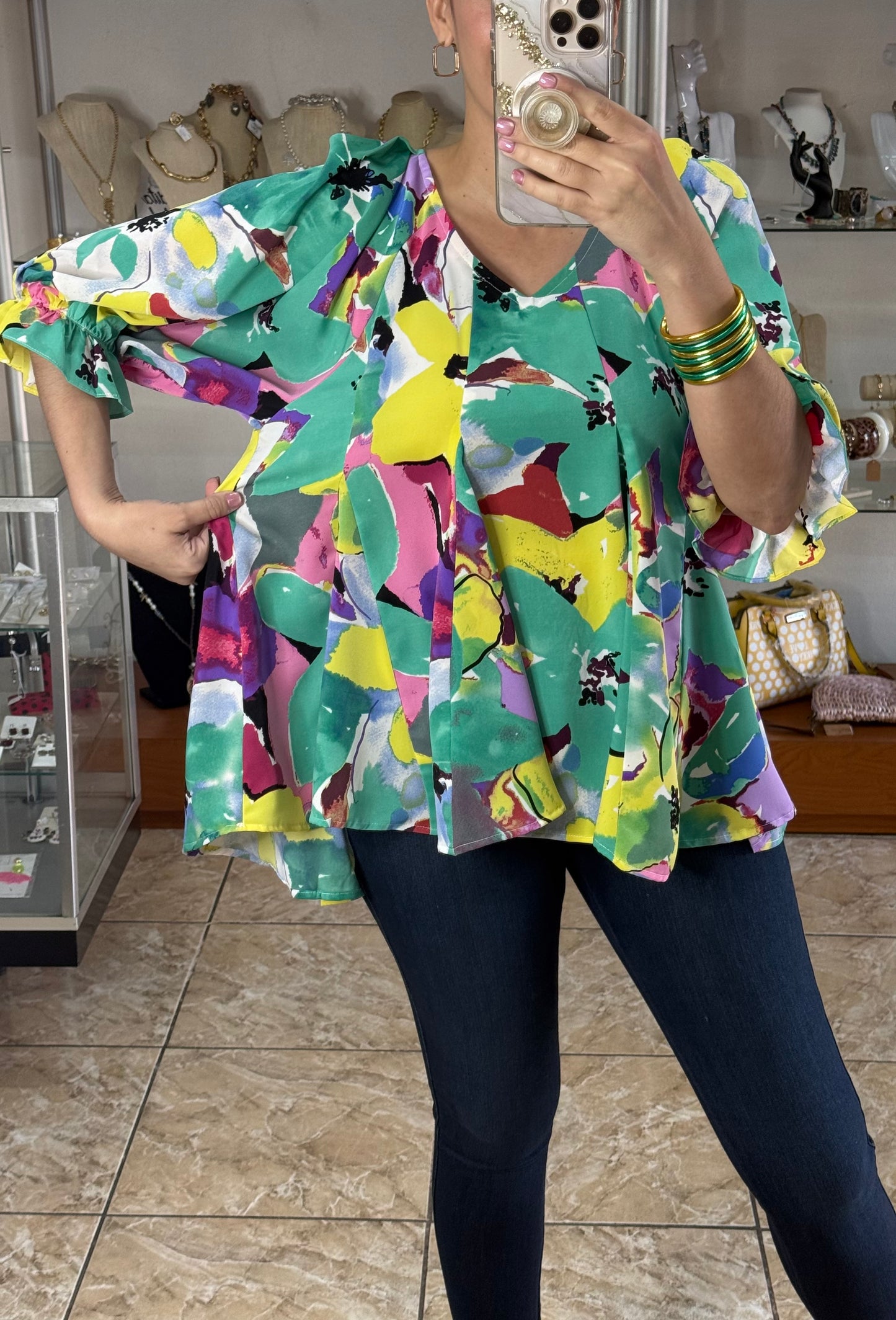 Emerald Mix Floral Top