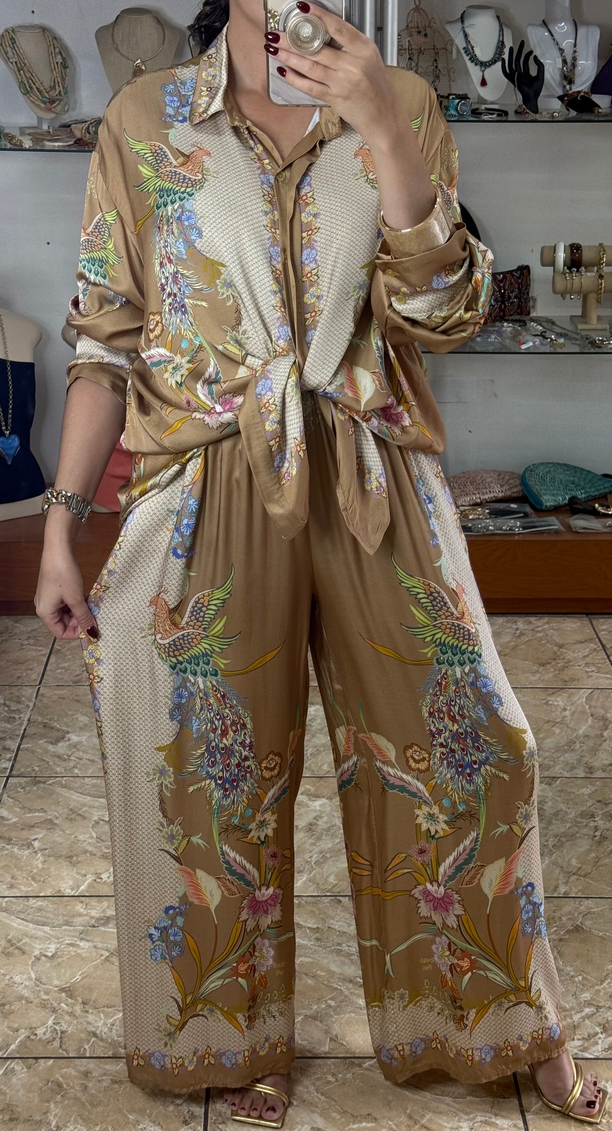 Birds & Flowers OS Satin Set (NO RETURNS OR EXCHANGE)