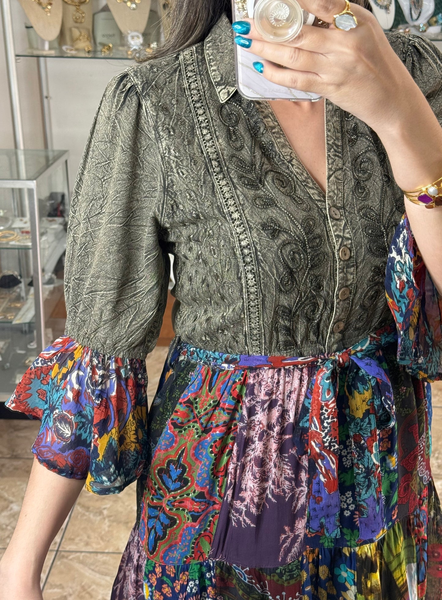 Embroidered and Patches Mini Dress