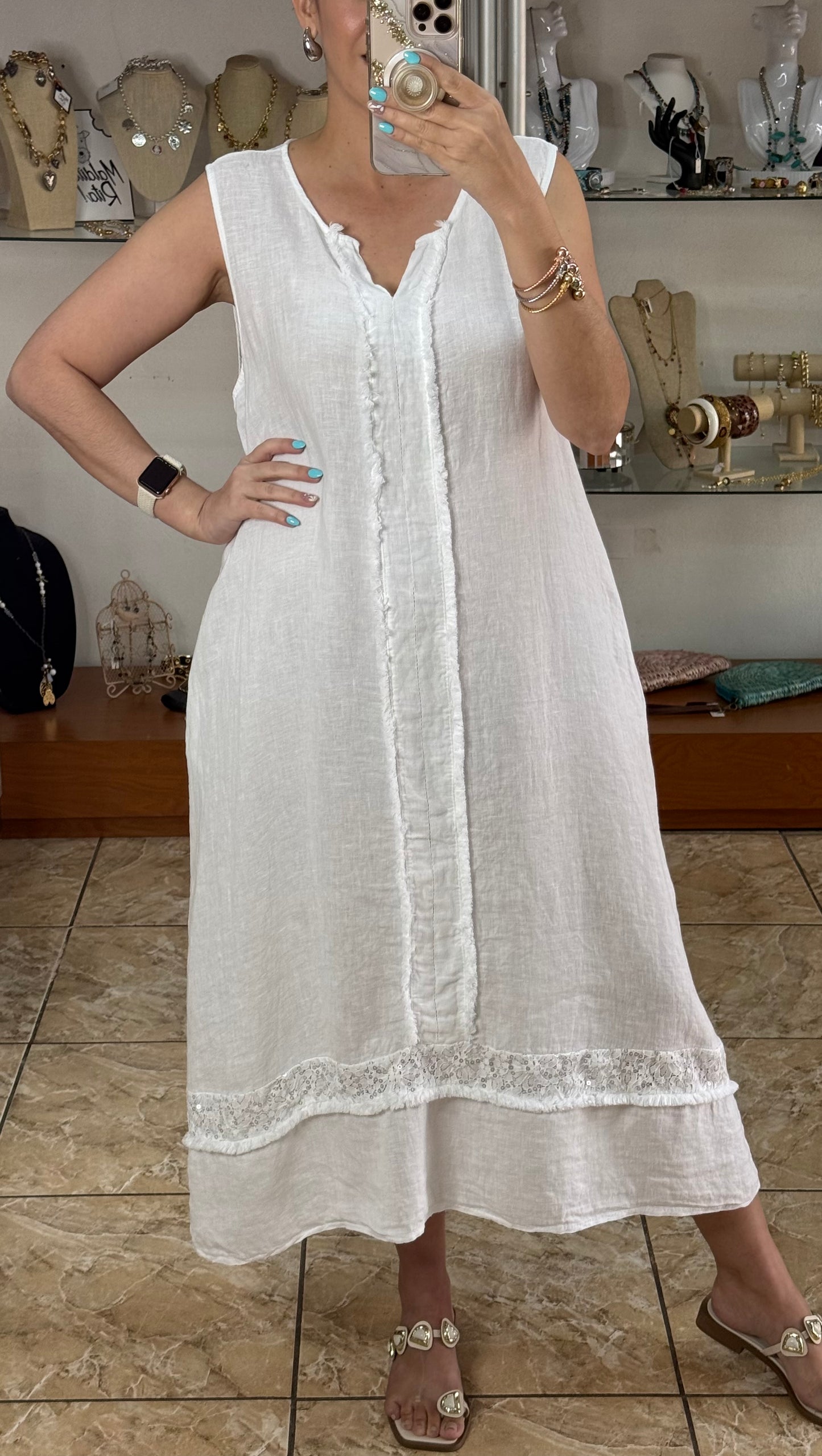 Sleeveless OS Linen Maxi Dress (FINAL SALE)