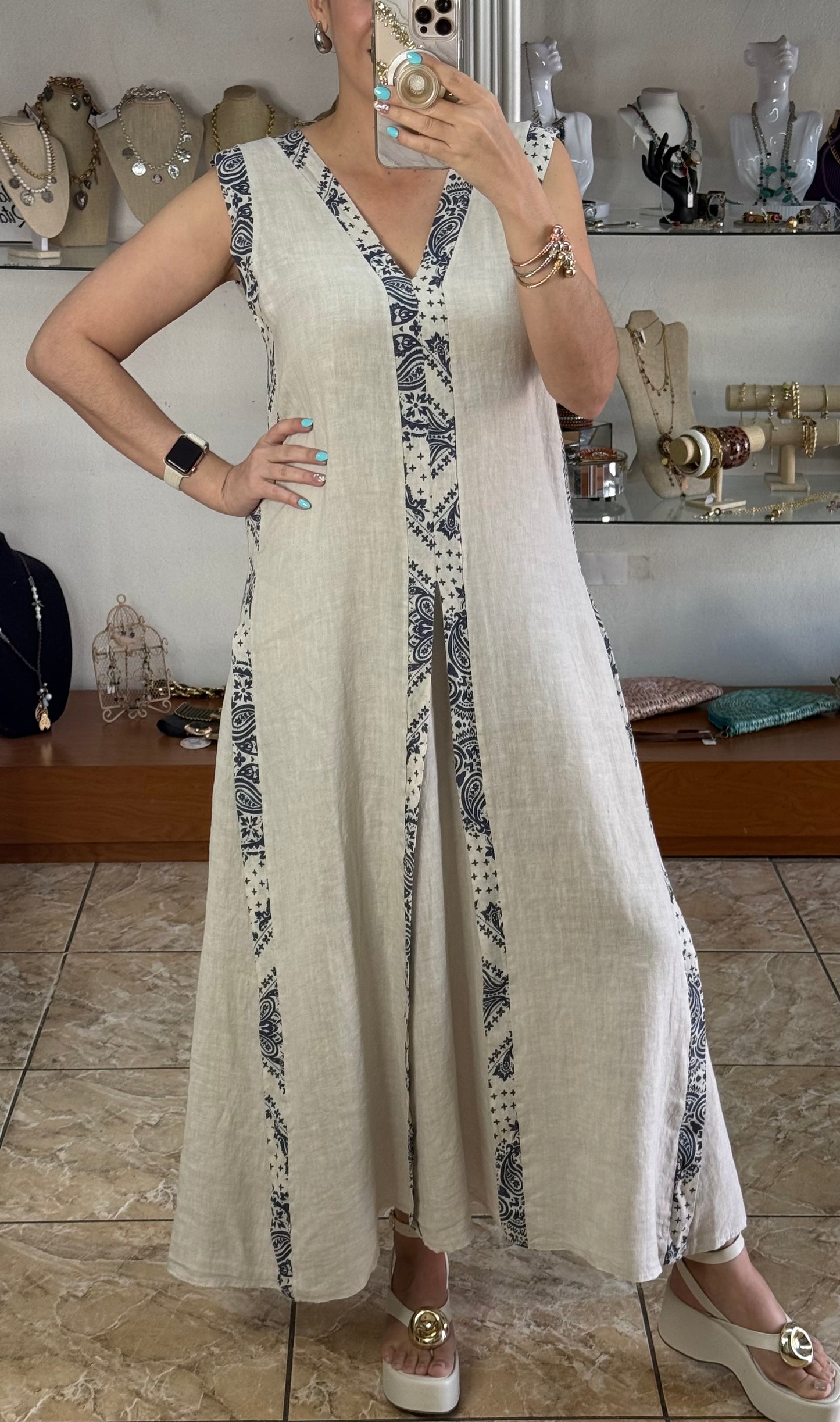 Sleeveless OS Maxi Linen Dress (FINAL SALE)