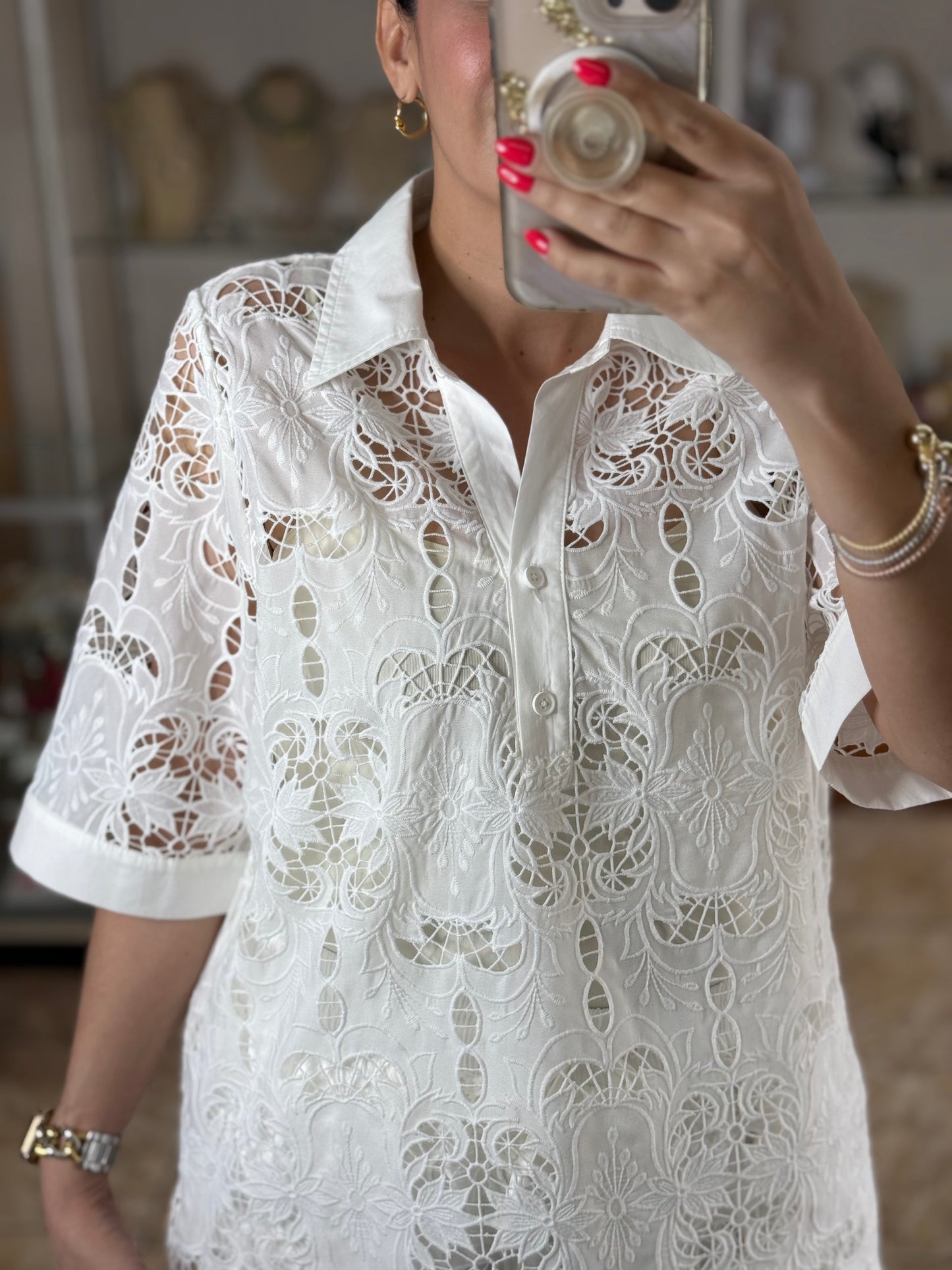 OS White Lace Top and Pant Set (NO RETURNS OR EXCHANGE)