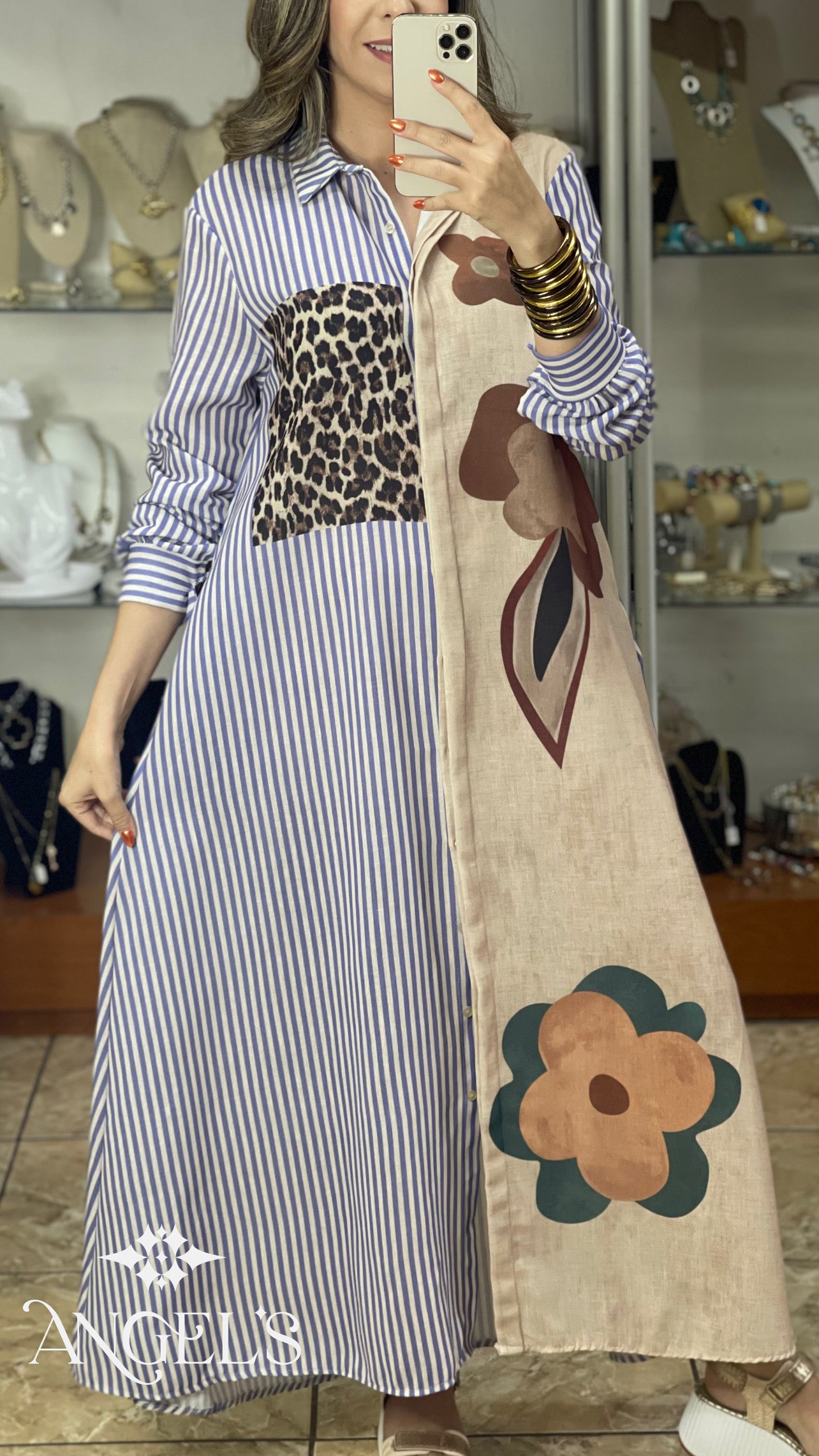 Stripes Leopard Floral OS Maxi