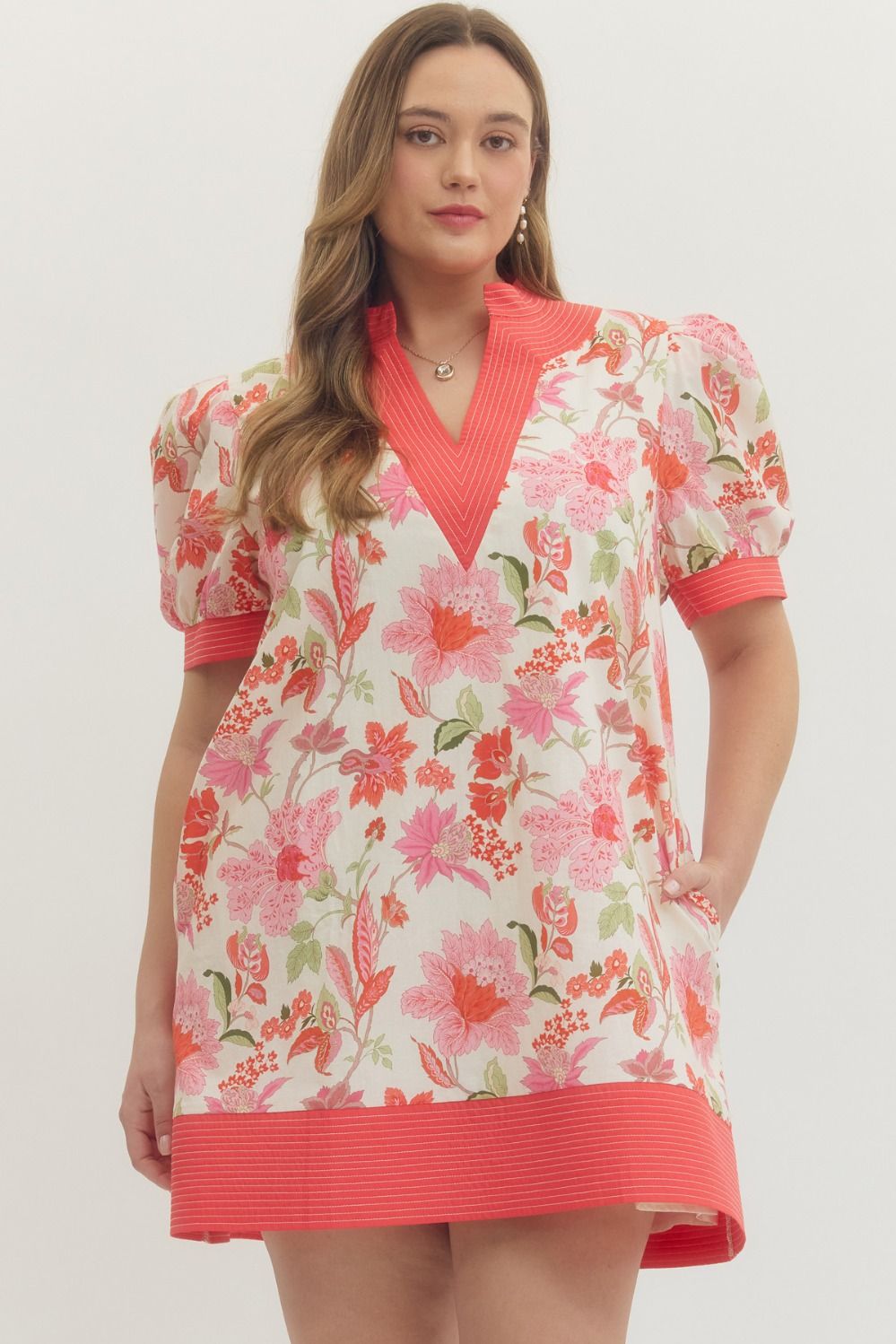 Puff Sleeve Floral Mini Dress (PLUS)