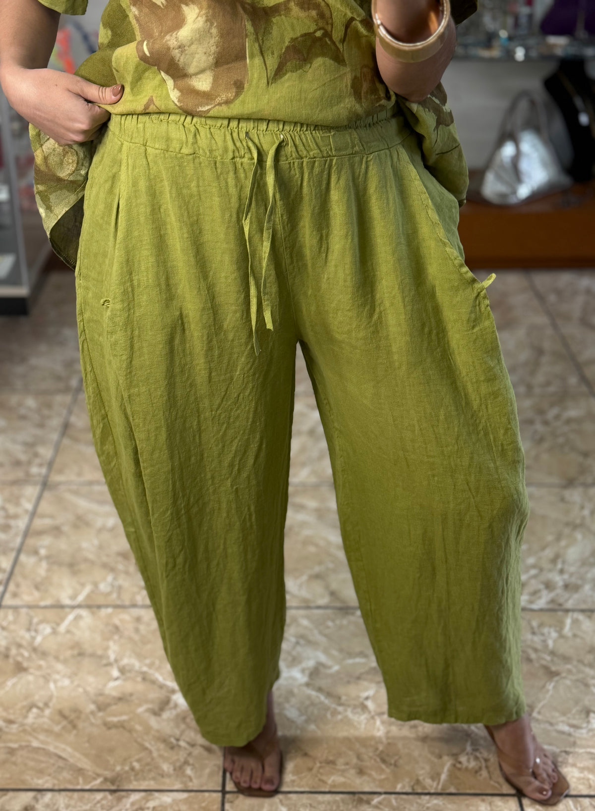 OS Top & Barrel Style Pant Linen Set (NO RETURNS OR EXCHANGE)