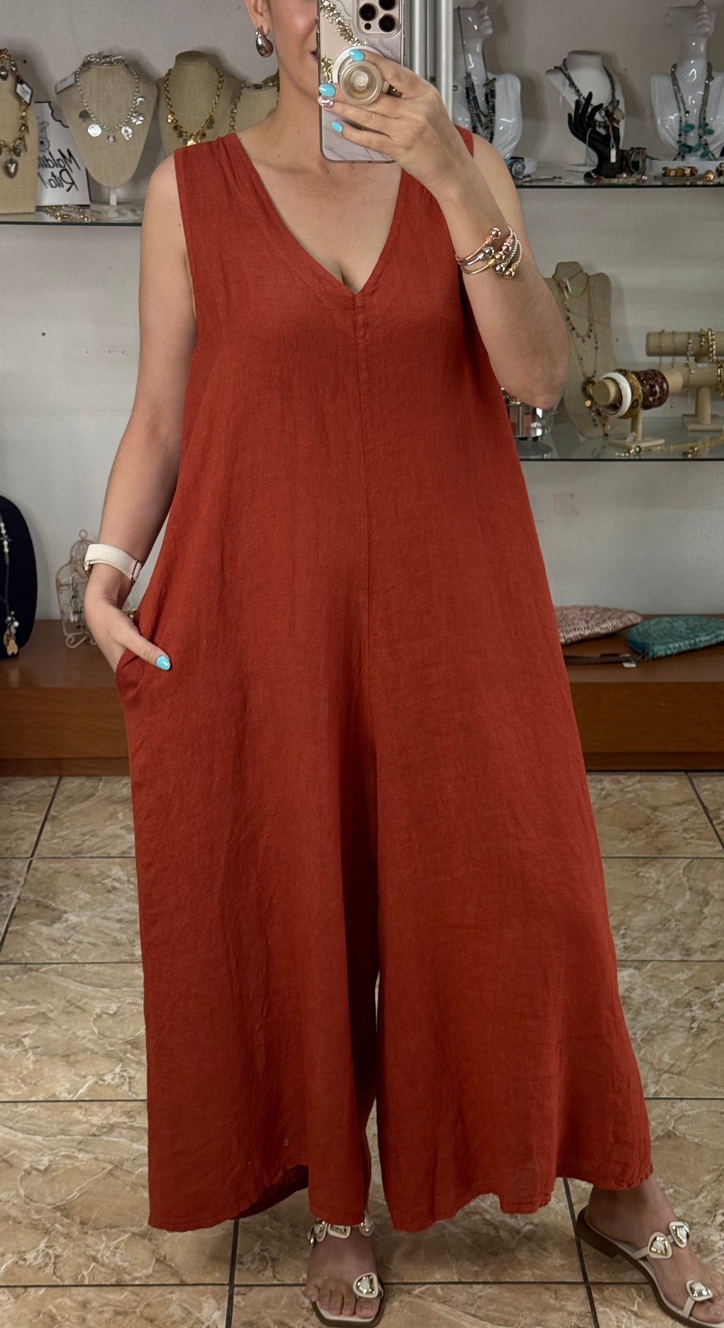 Sleeveless OS Linen Jumpsuit (FINAL SALE)