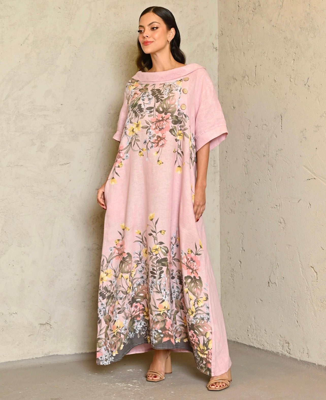 Charlotte OS Linen Floral Maxi Dress