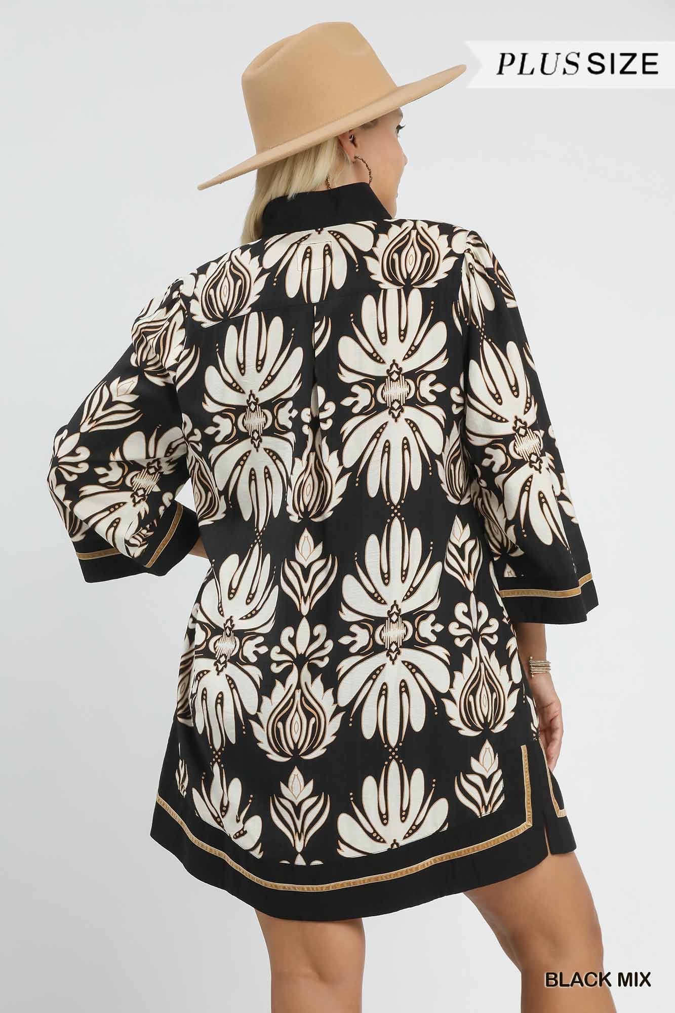 Black Mix Mini Dress (PLUS)