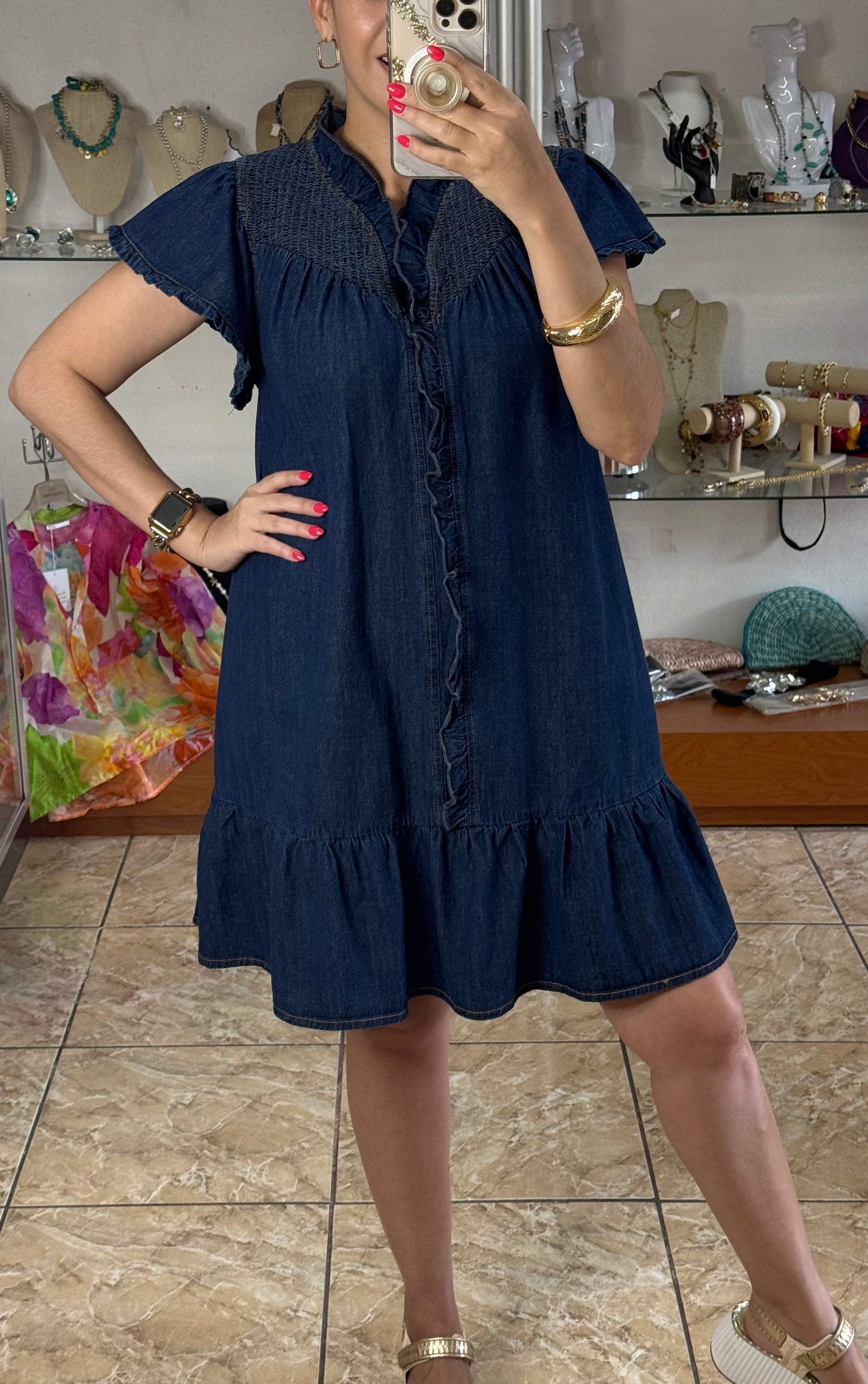 Washed Dark Denim Dress