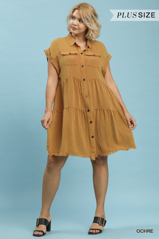 Button Down Mini Dress (PLUS)