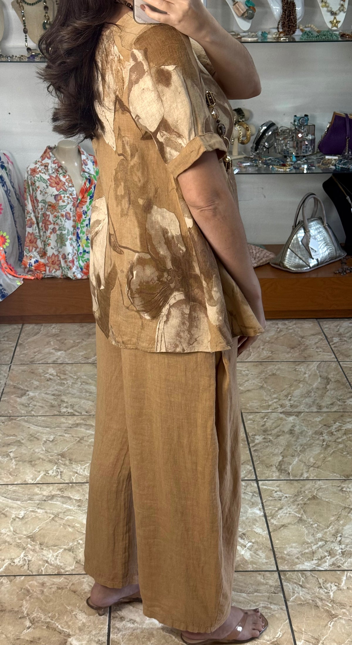 OS Top & Barrel Style Pant Linen Set (NO RETURNS OR EXCHANGE)