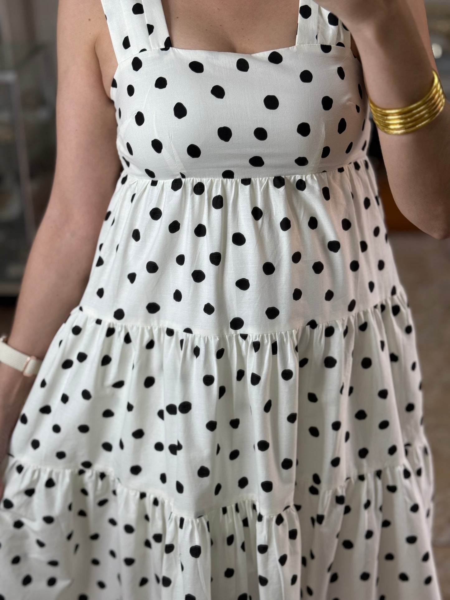 Off White Polkadots Midi Dress (FINAL SALE)