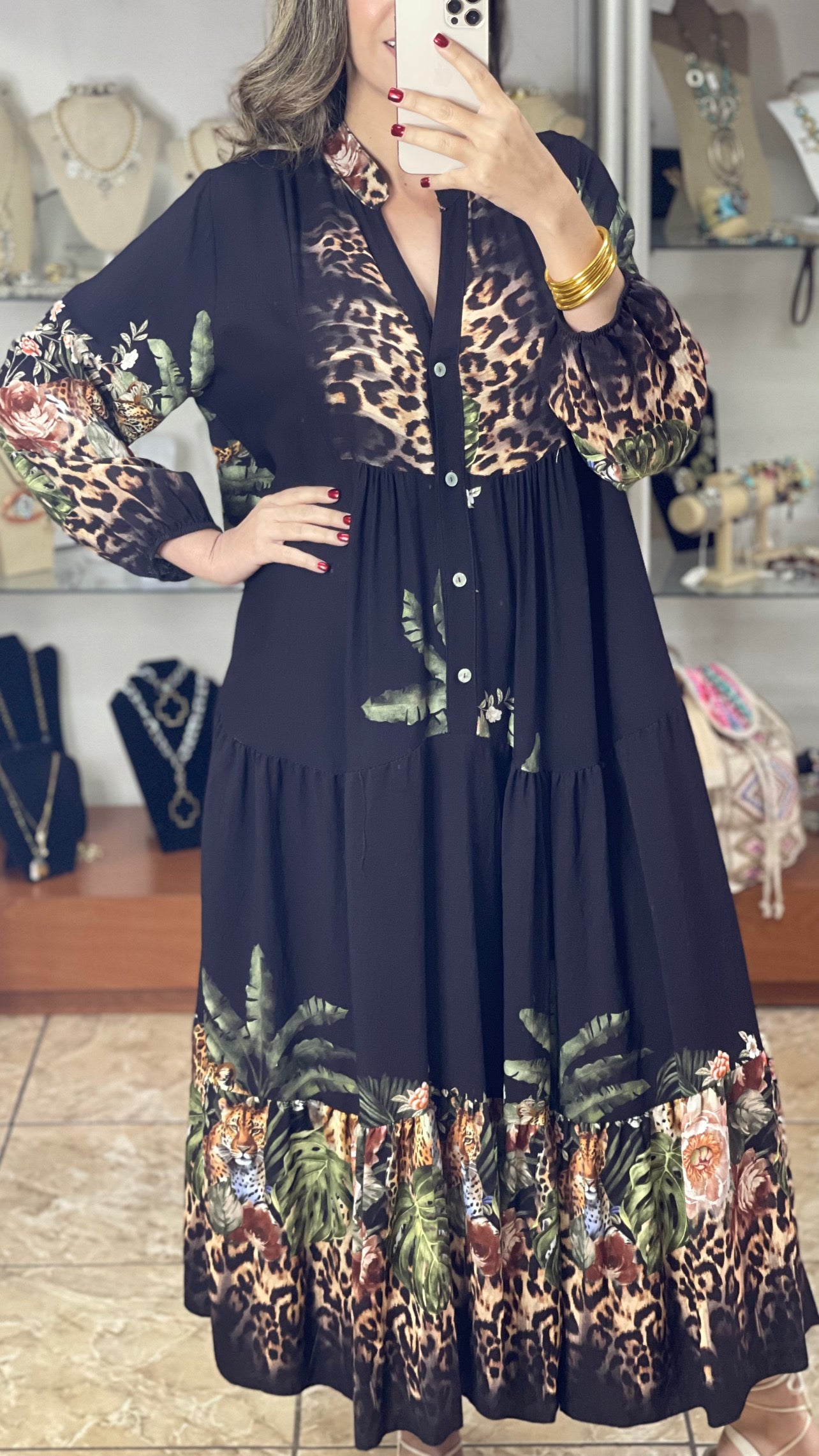 Leopard Jungle OS Maxi Dress