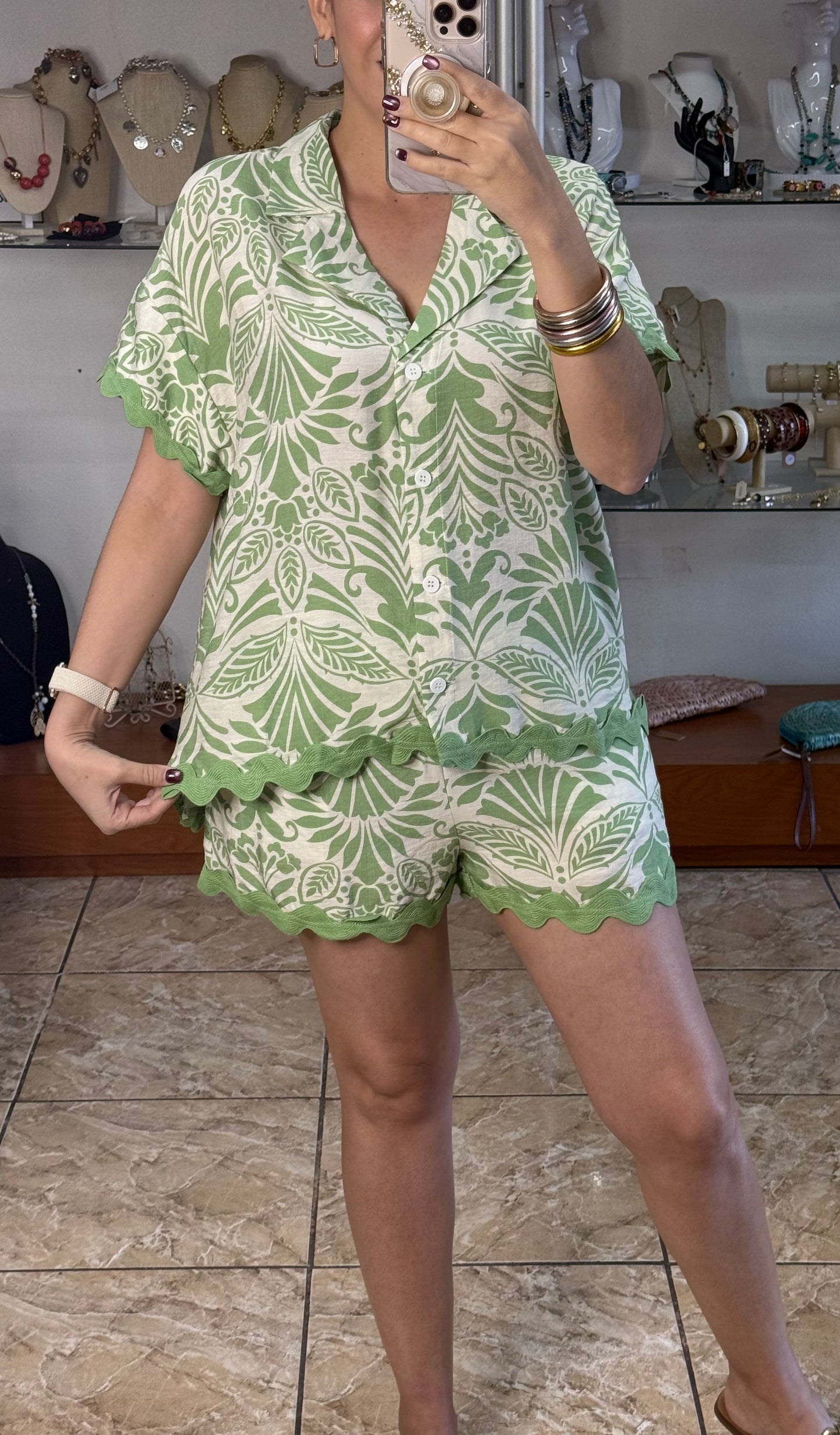 Sage Mix Top and Short Set