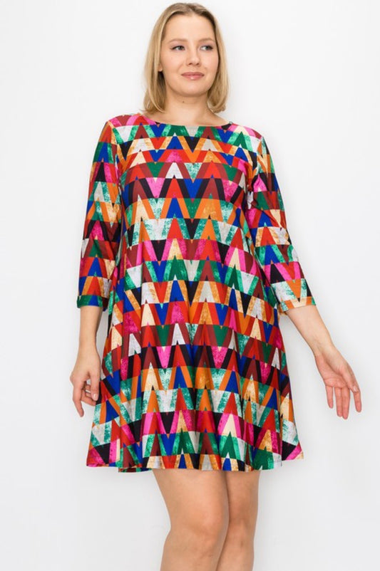 Multicolor Printed Dress (PLUS)