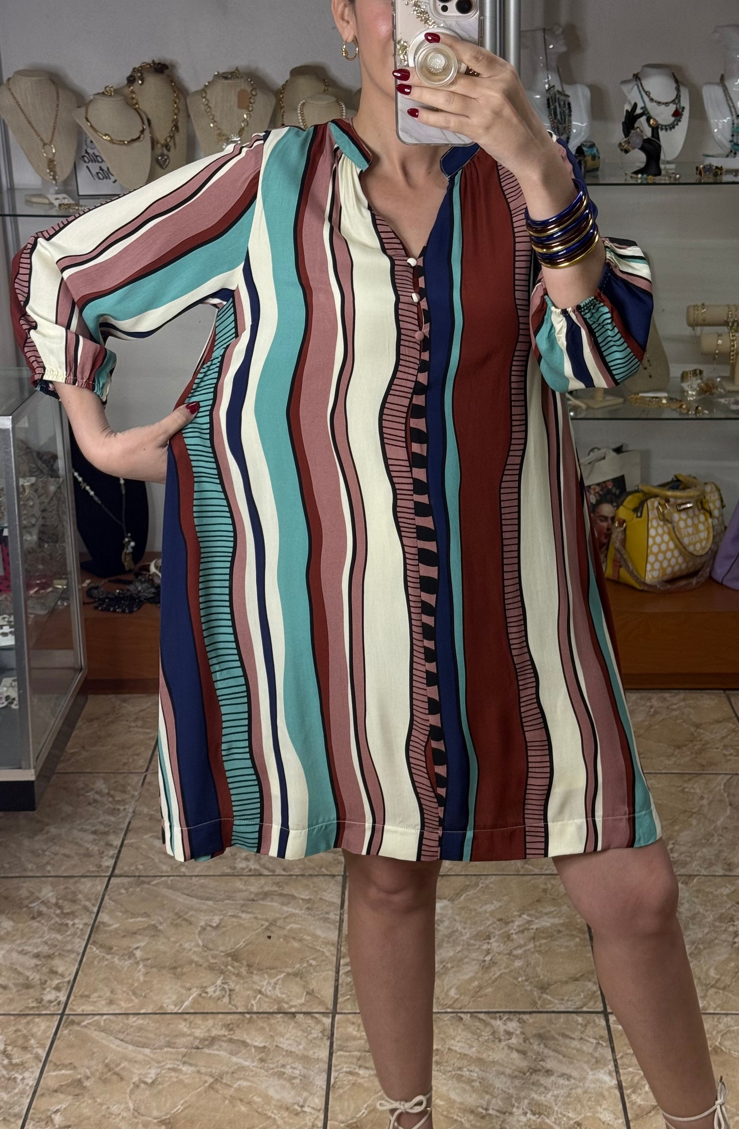 Mint Mix Abstract Print Dress