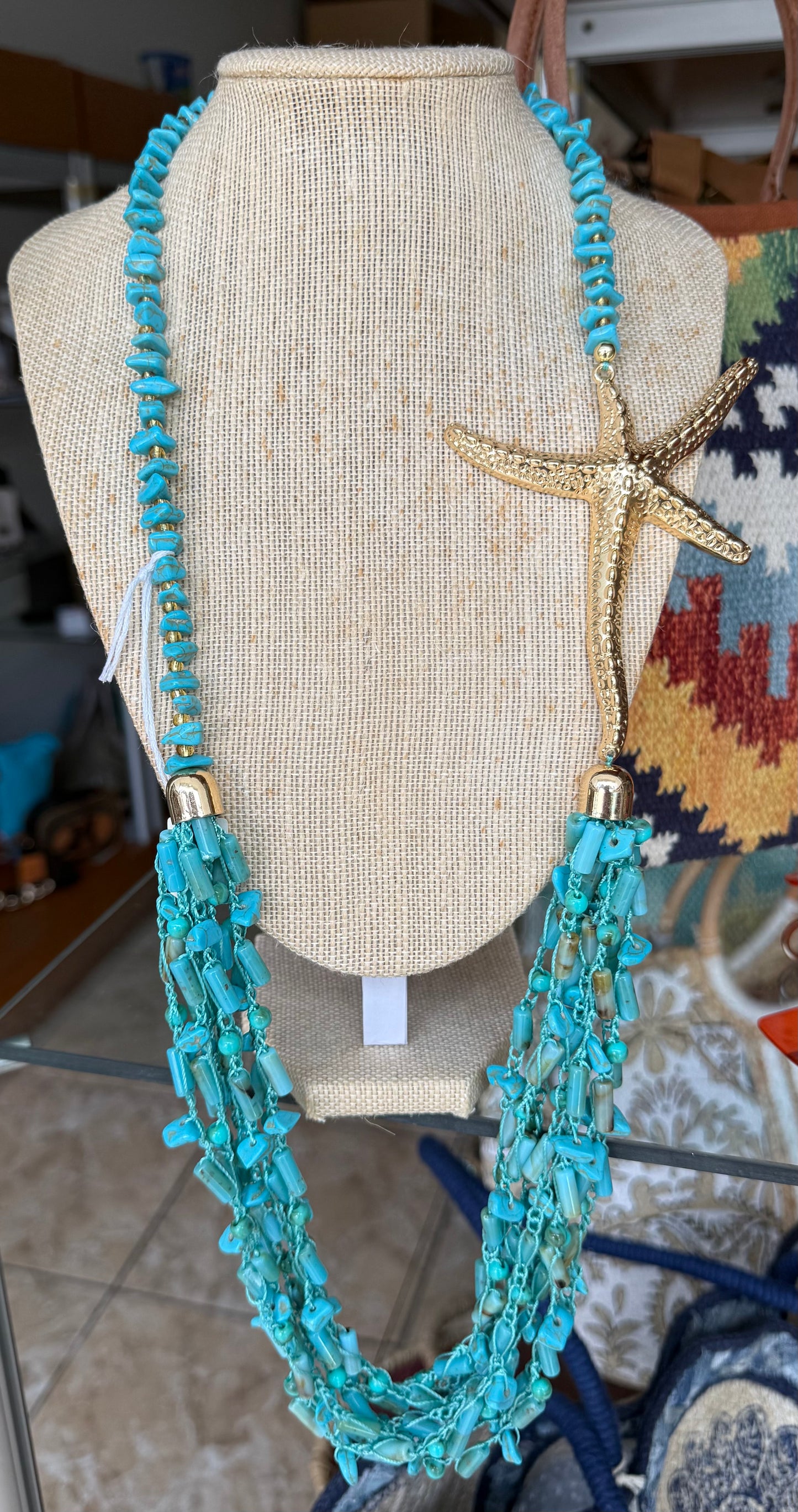 Beads and Starfish Long Necklace (FINAL SALE)