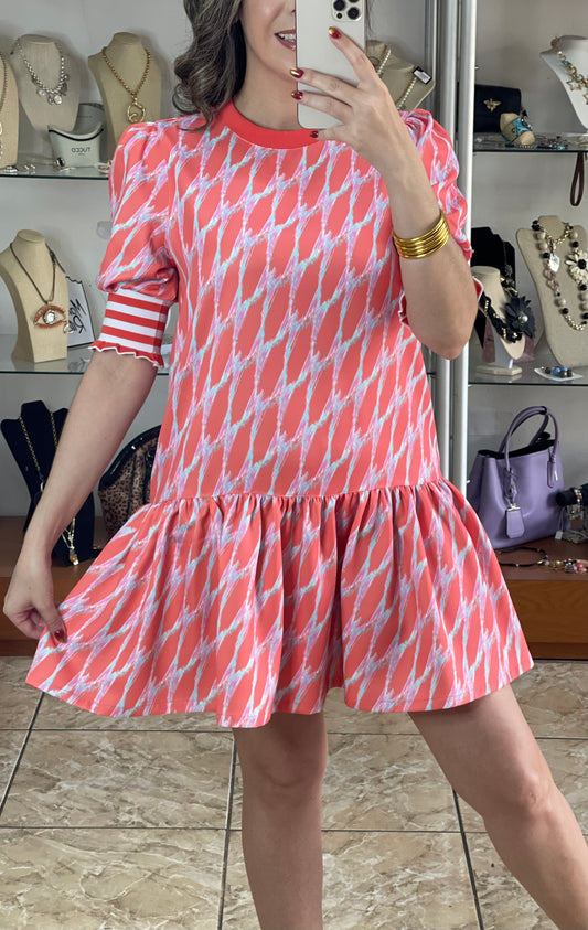 Salmon Mix Mini Dress