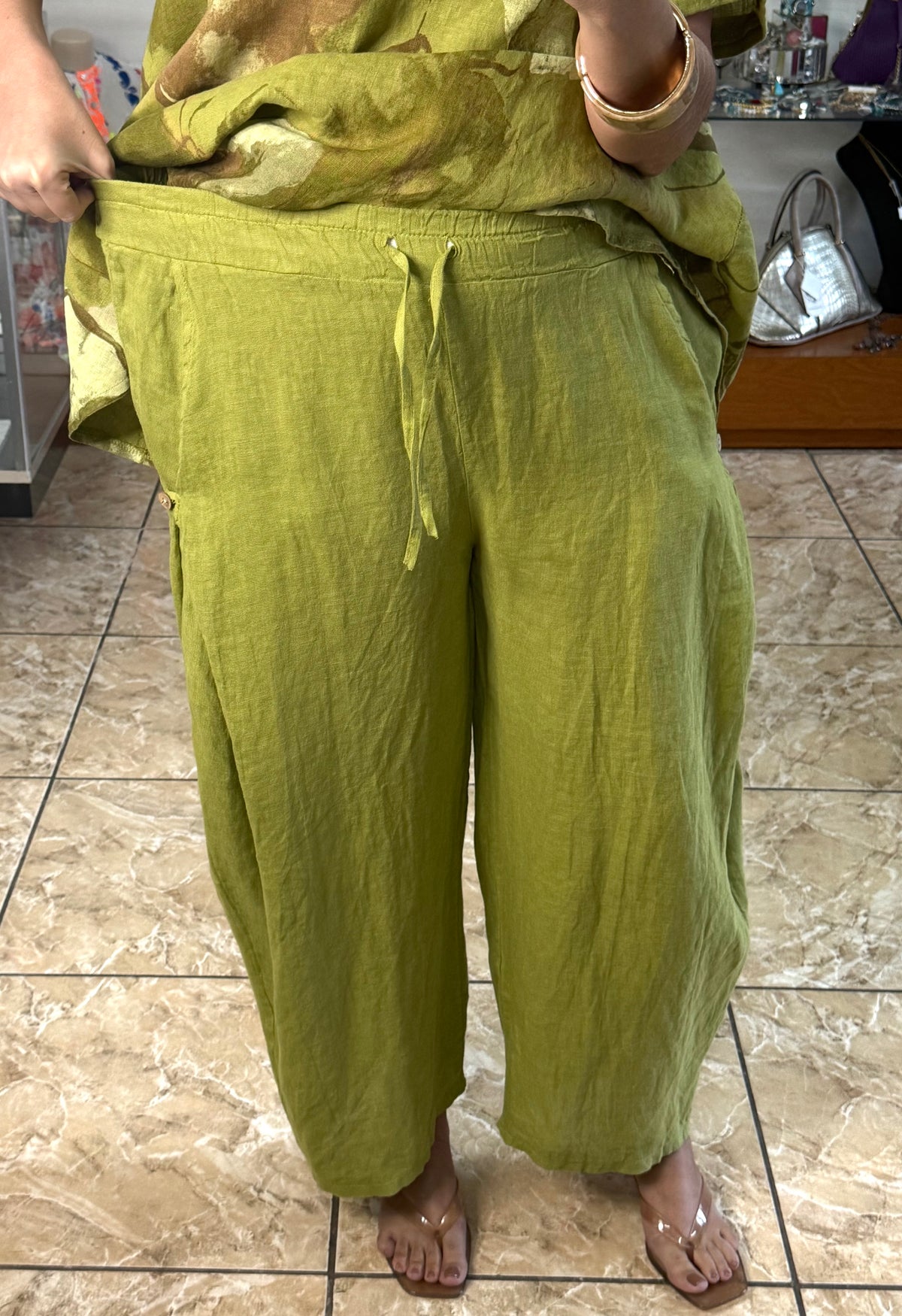 OS Top & Barrel Style Pant Linen Set (NO RETURNS OR EXCHANGE)