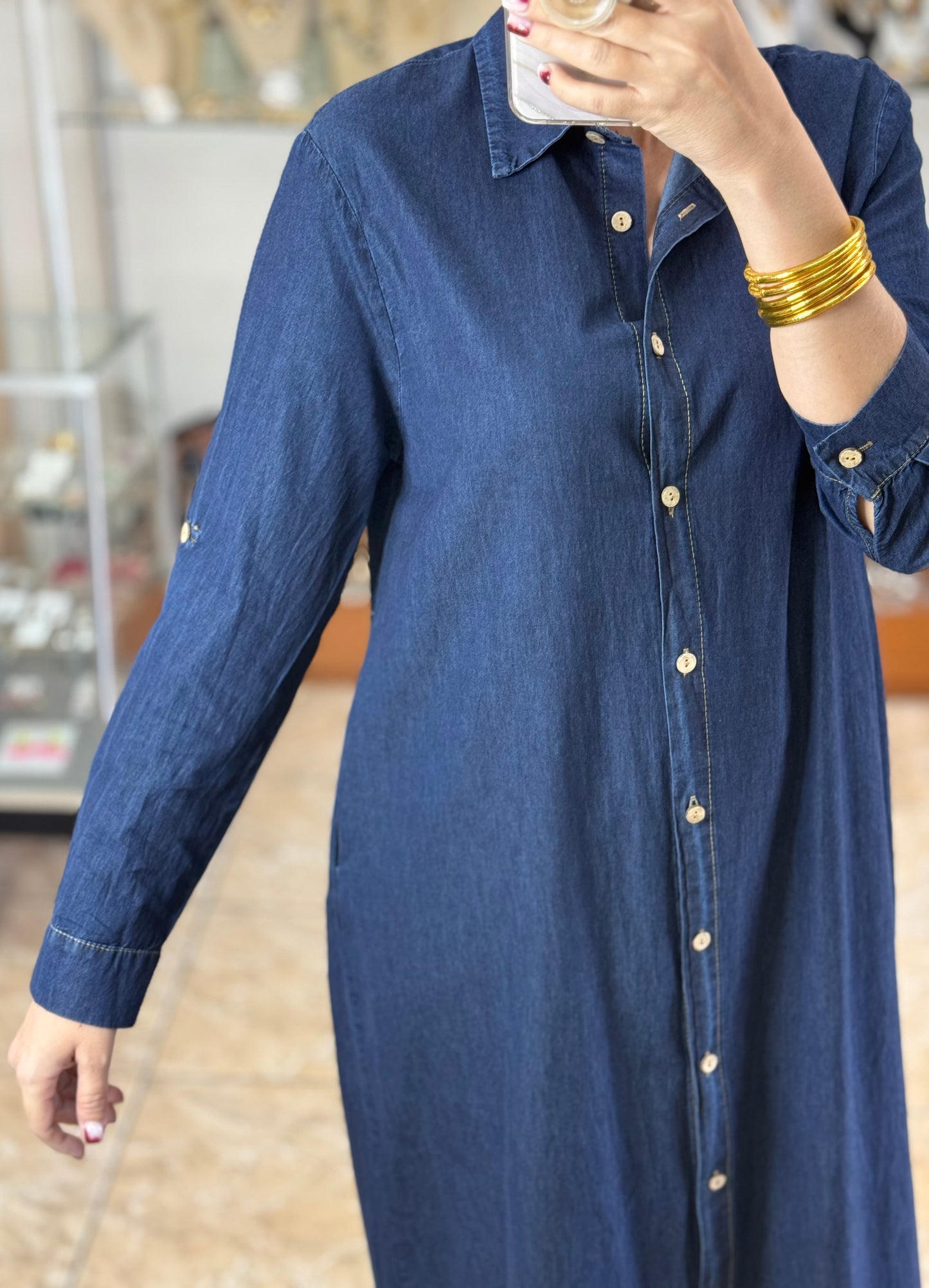 Long Sleeves Maxi Denim Dress