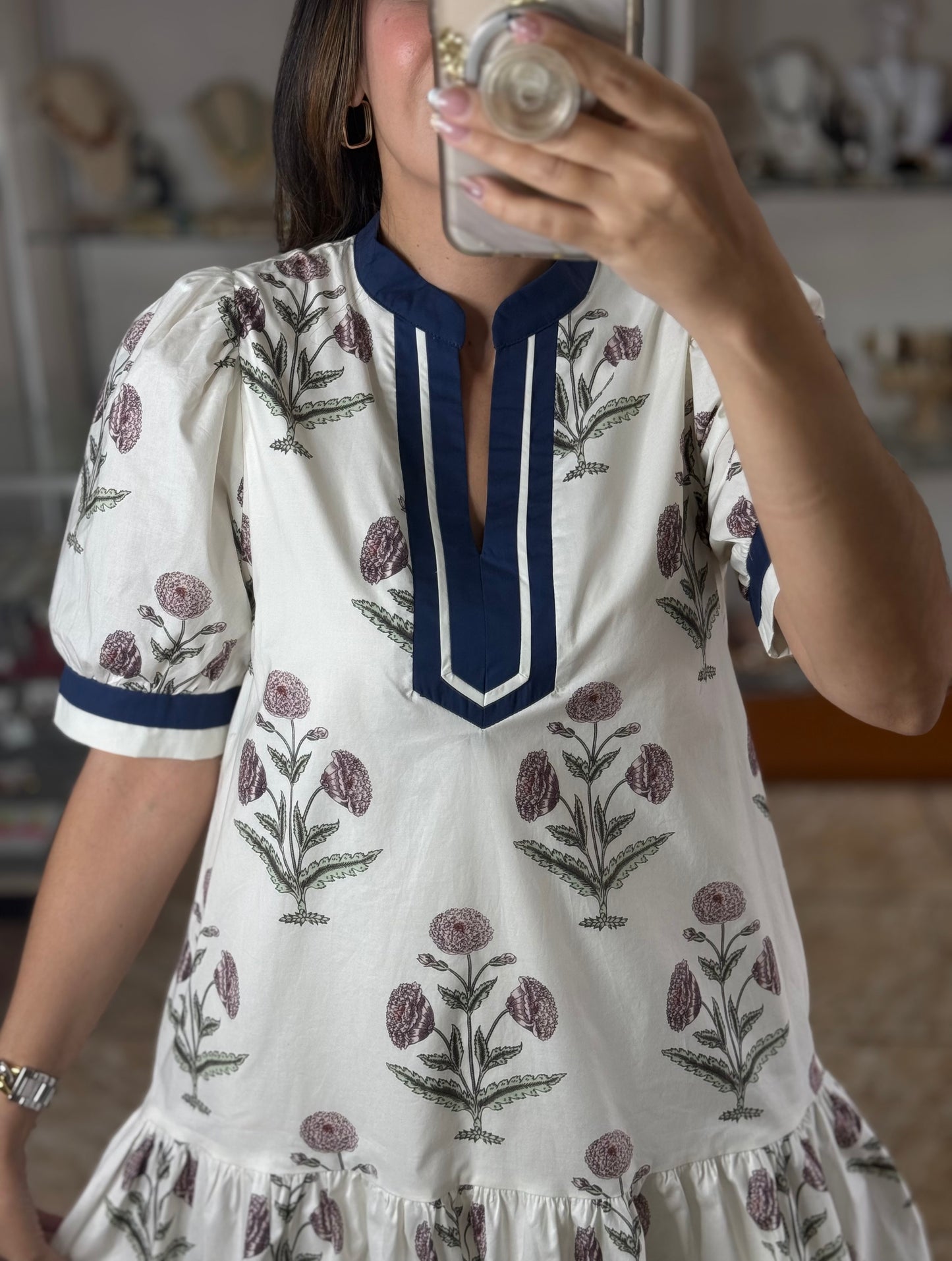 Puff Sleeve Floral Mini Dress
