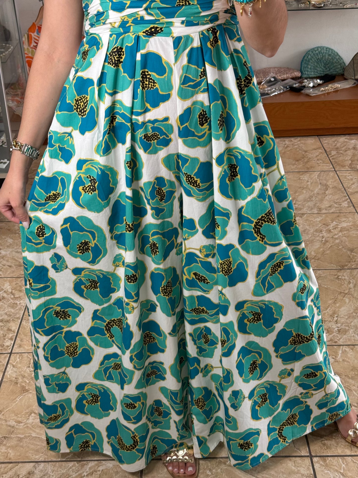 Green Flowers Jumpsuit