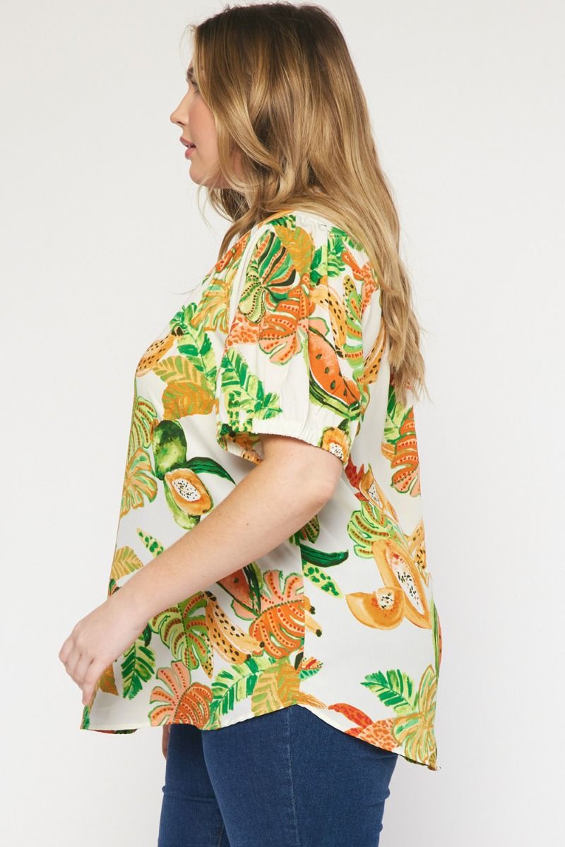 Tropical V-Neck Top (Regular and Plus)