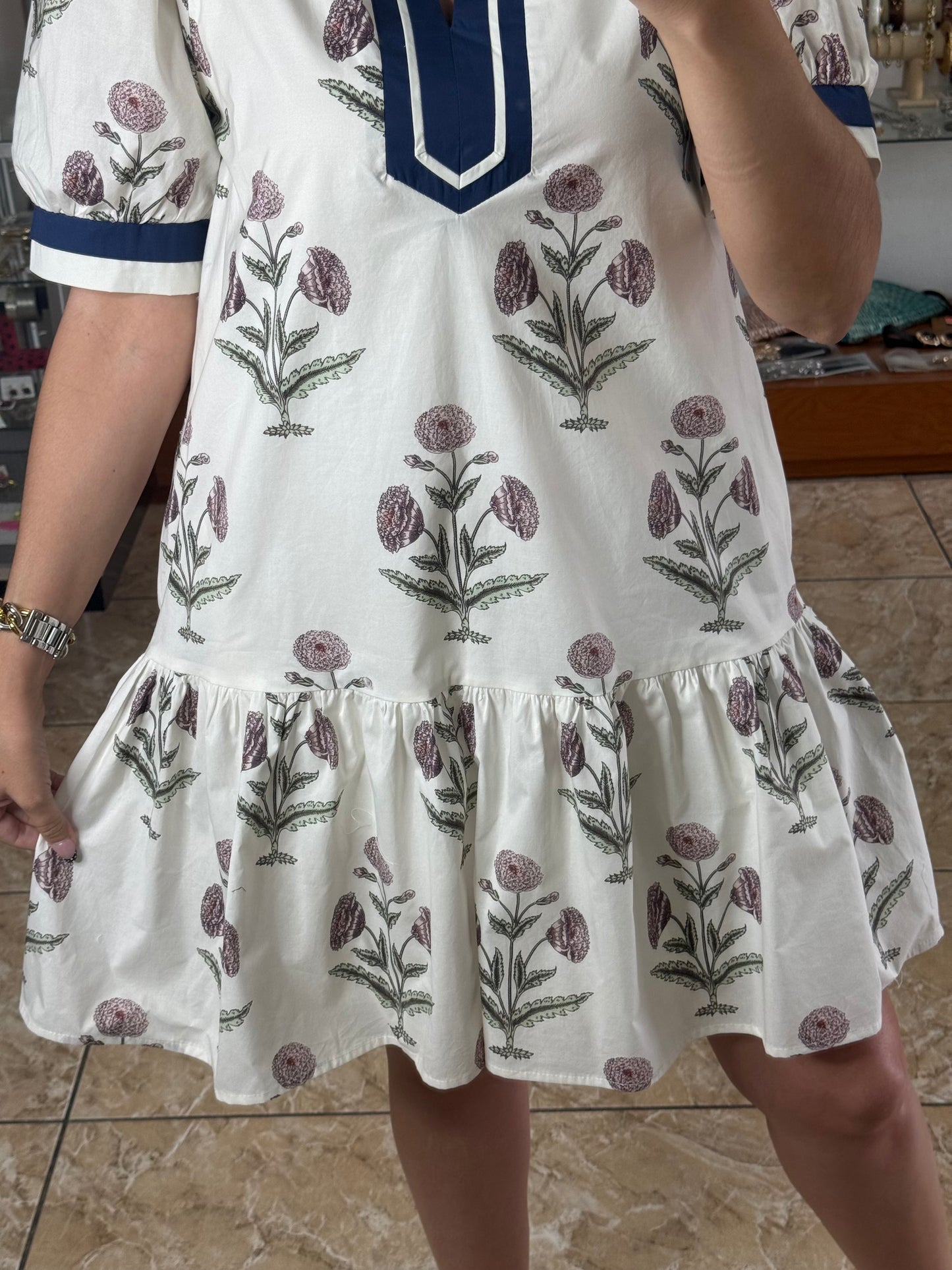 Puff Sleeve Floral Mini Dress