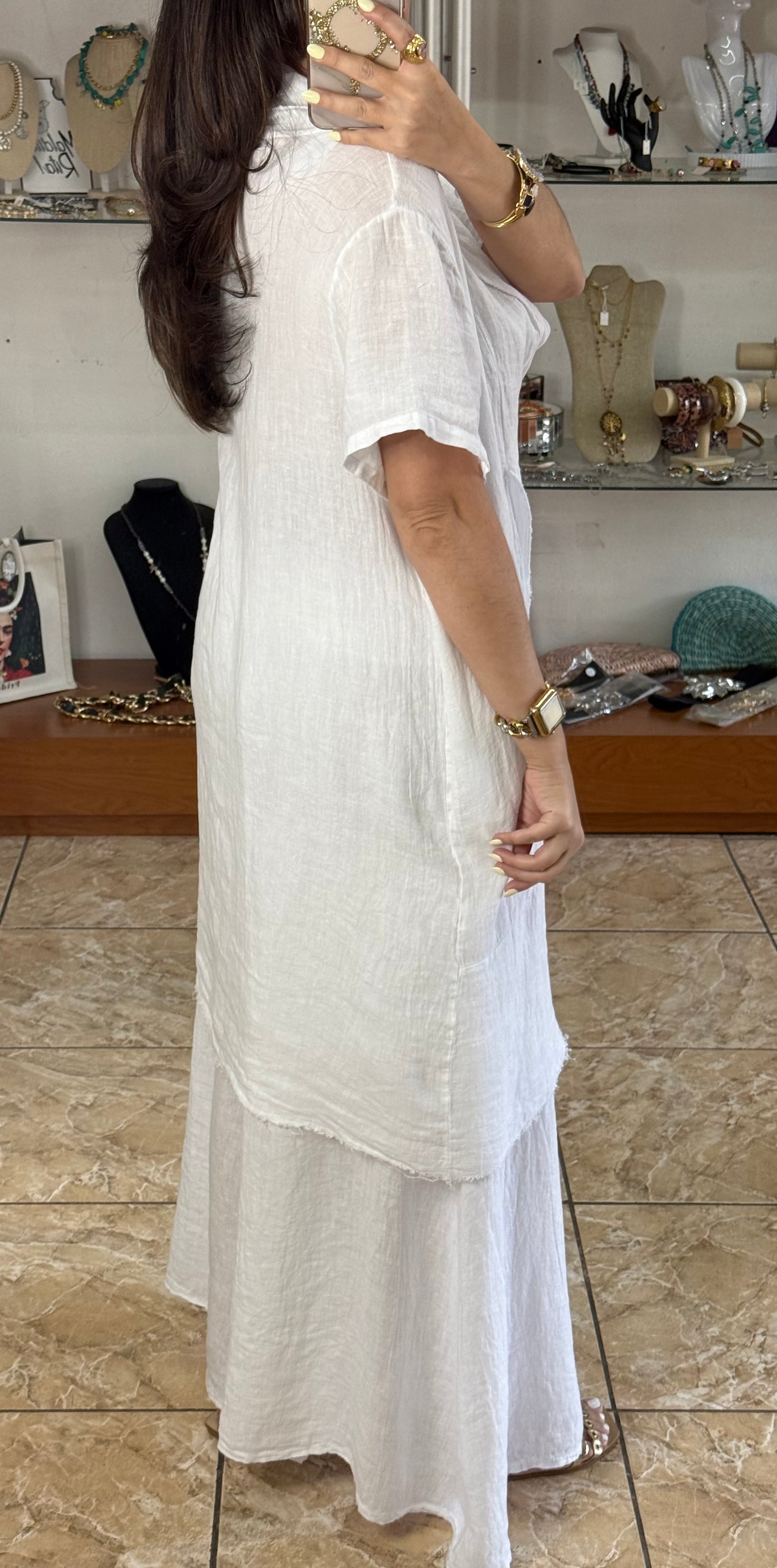 Long Top & Pant OS Linen Set (NO RETURNS OR EXCHANGE)