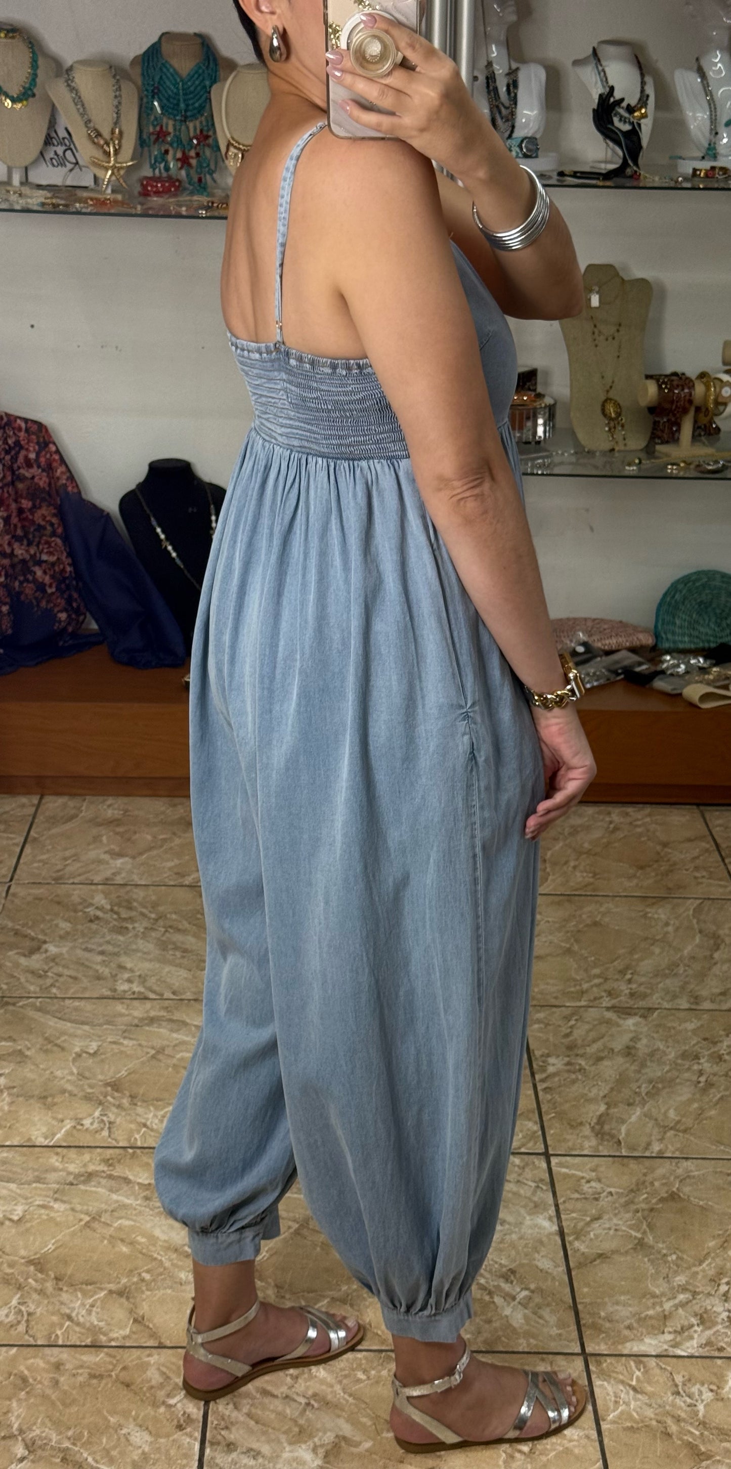 Harem Denim Jumpsuit