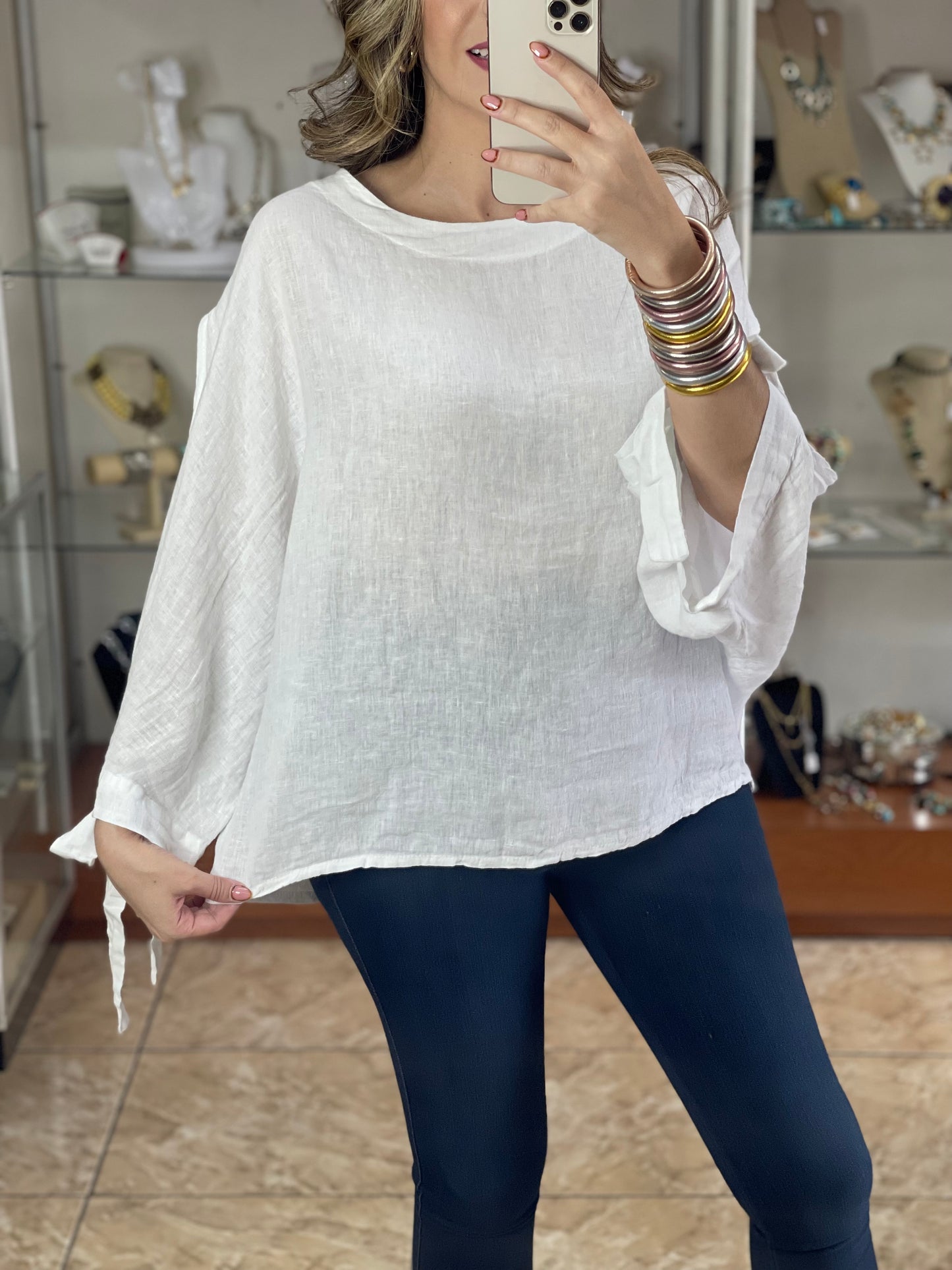 Open Sleeves Linen OS Top