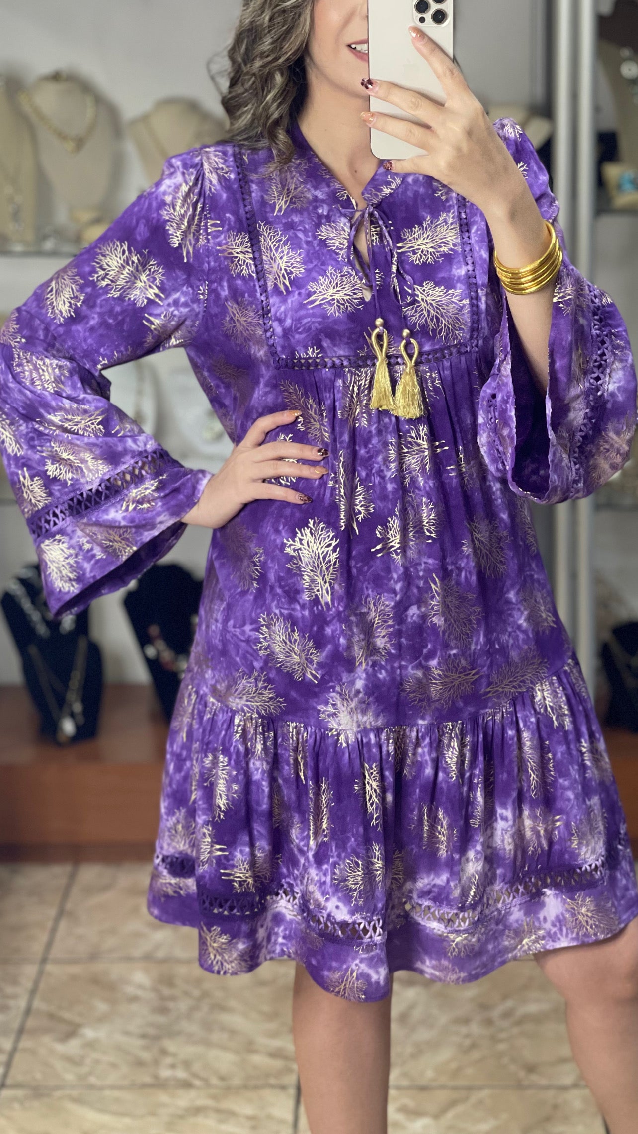 Purple and Gold Boho Dress