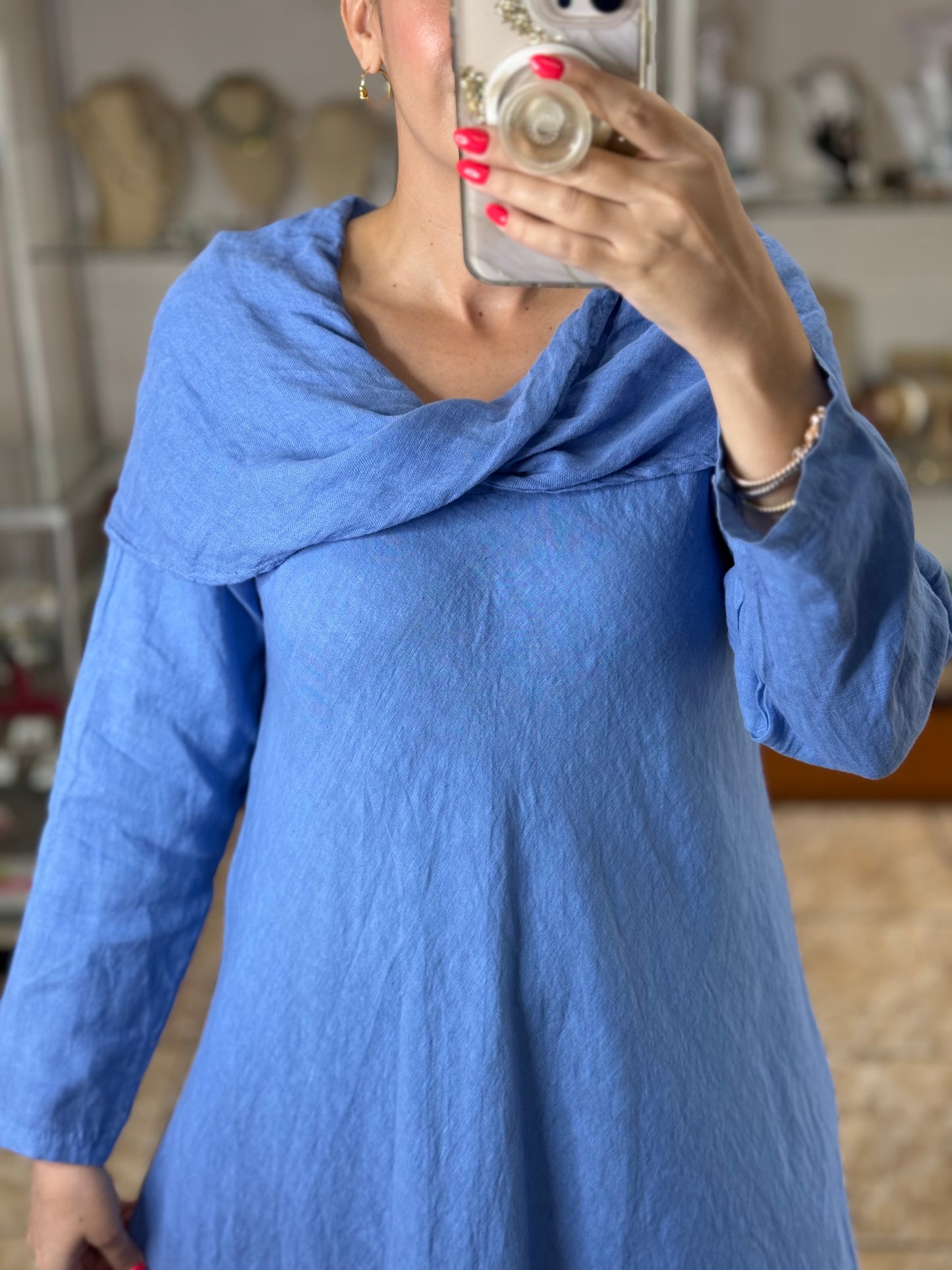 Marena OS Maxi Linen Dress (NO RETURNS OR EXCHANGE)